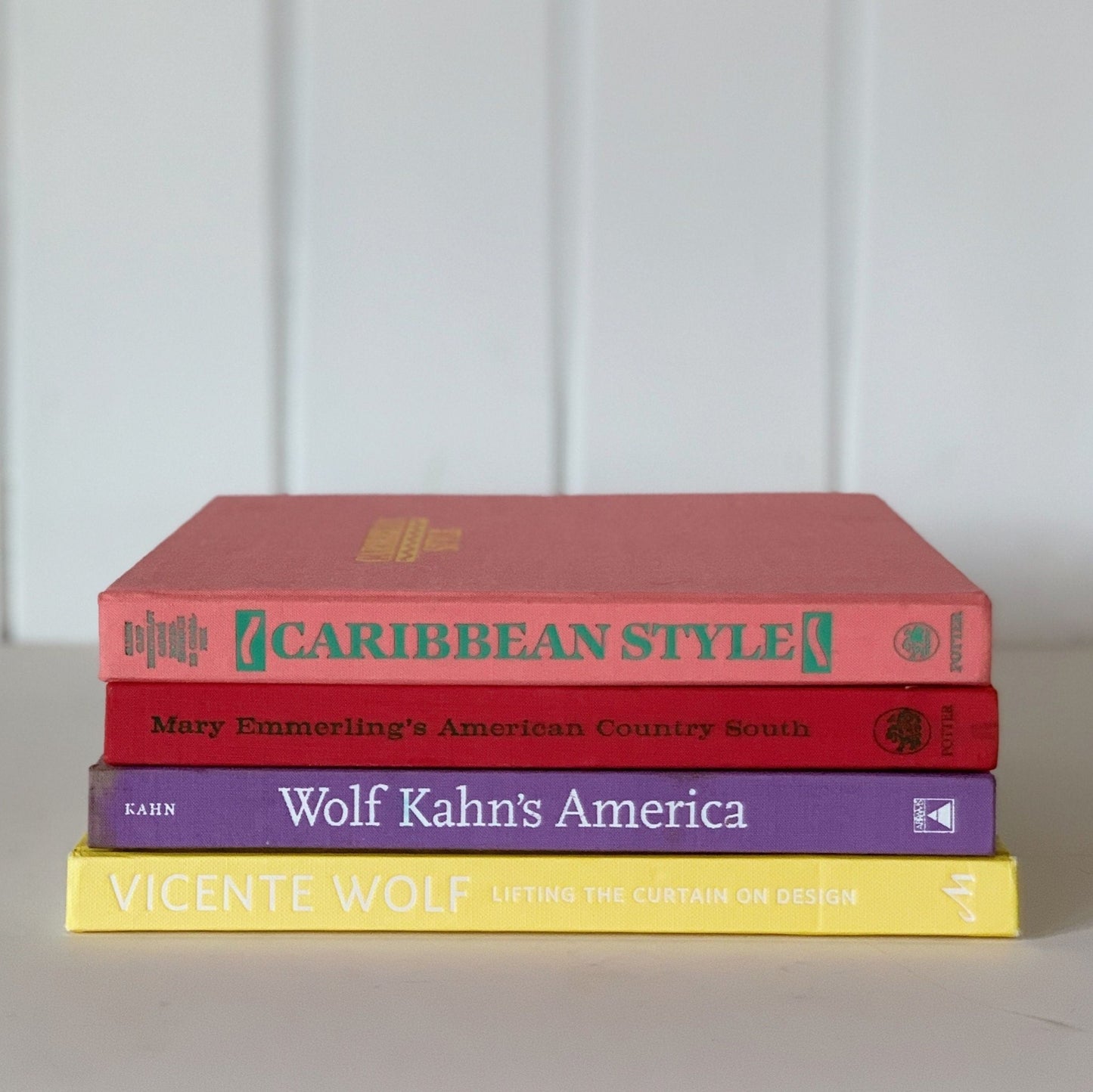 Pink, Purple, and Yellow Vintage Coffee Table Book Set, Books for Design, Feminine Pastel Books - Pretty Old Books