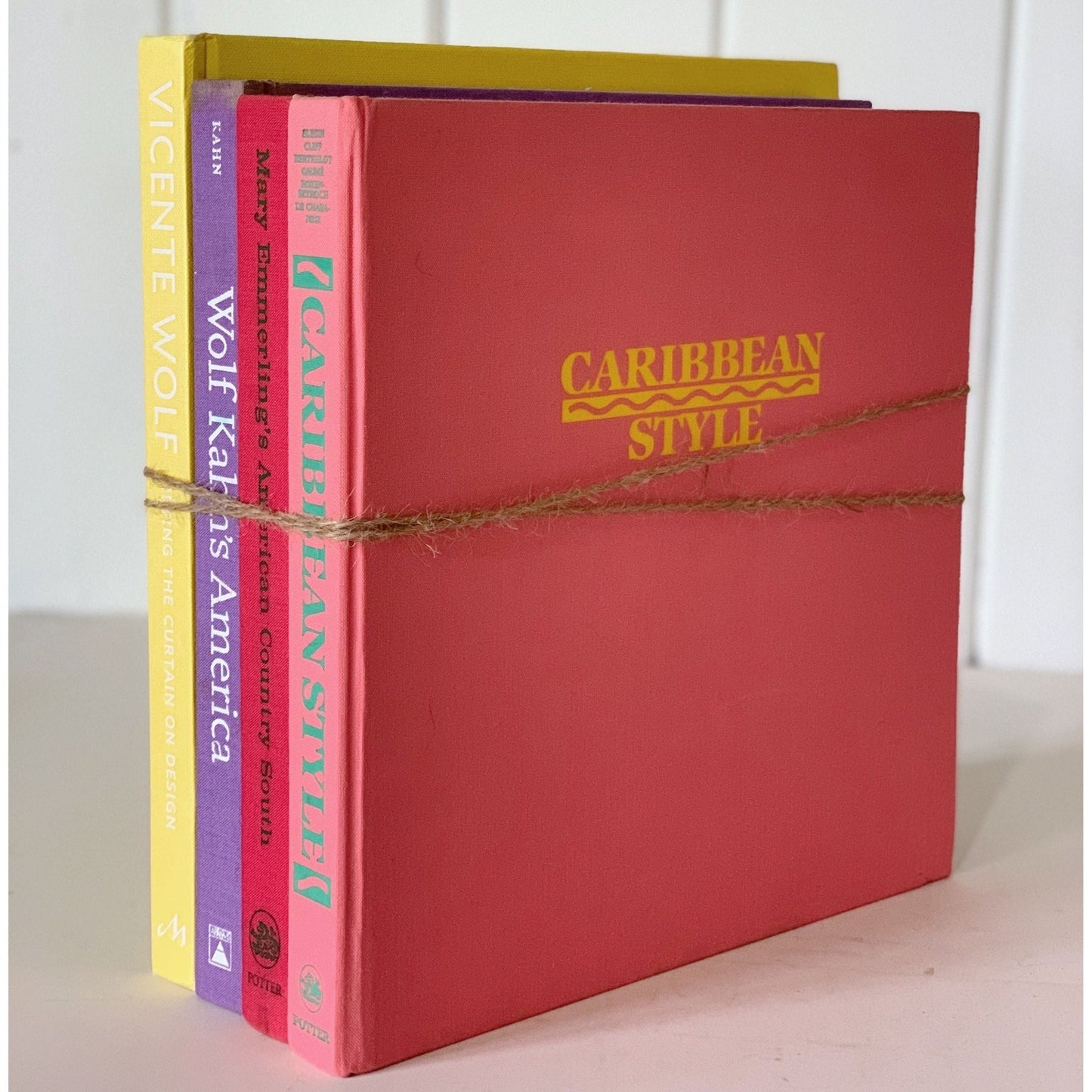 Pink, Purple, and Yellow Vintage Coffee Table Book Set, Books for Design, Feminine Pastel Books - Pretty Old Books