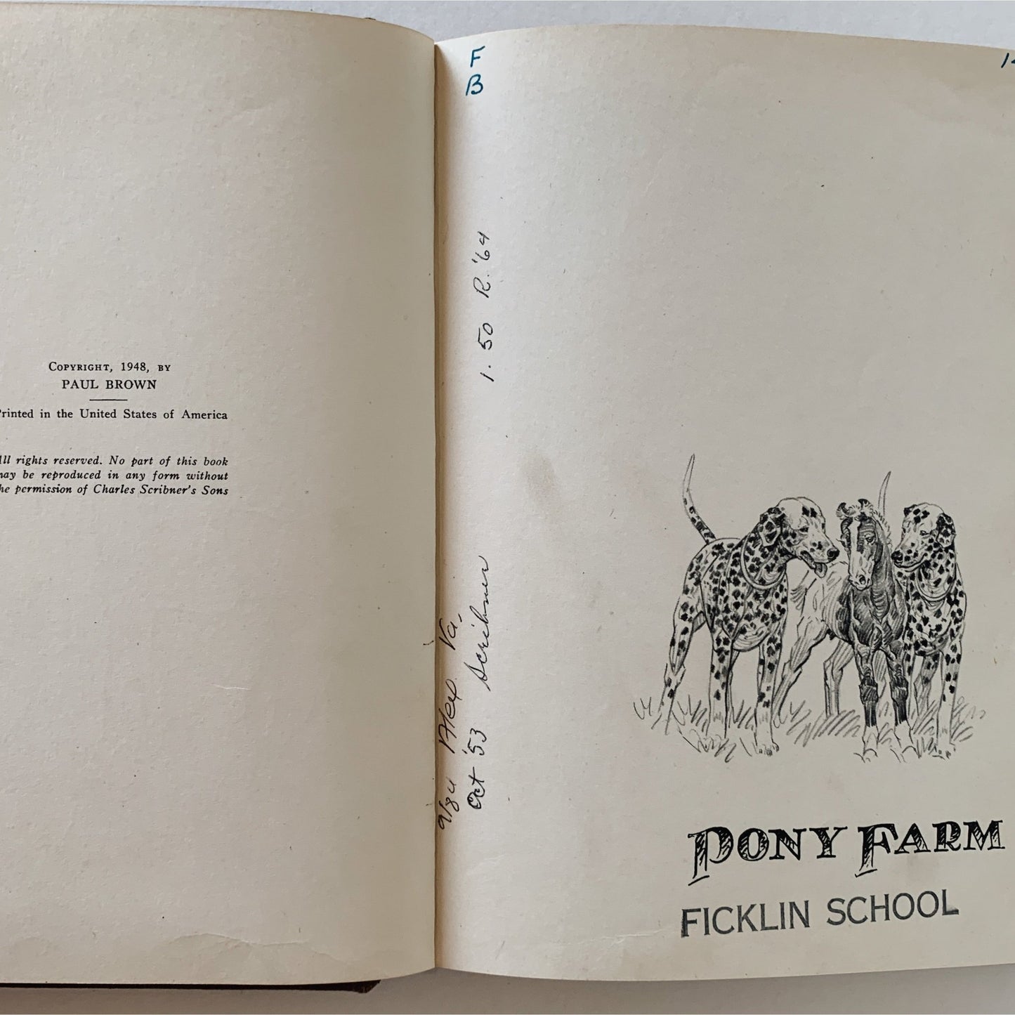Pony Farm, Paul Brown, 1948, Children's Fiction - Pretty Old Books