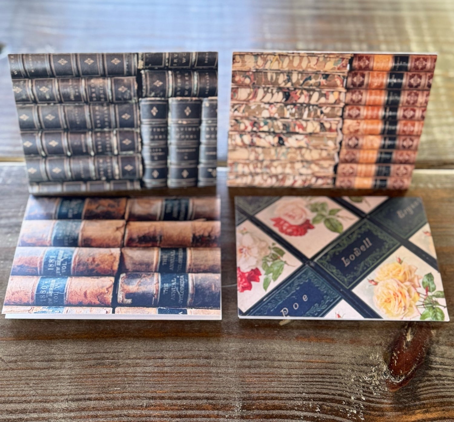 Pretty Old Books Folded Note Cards, 4 x 6 Cards with Envelopes - Pretty Old Books