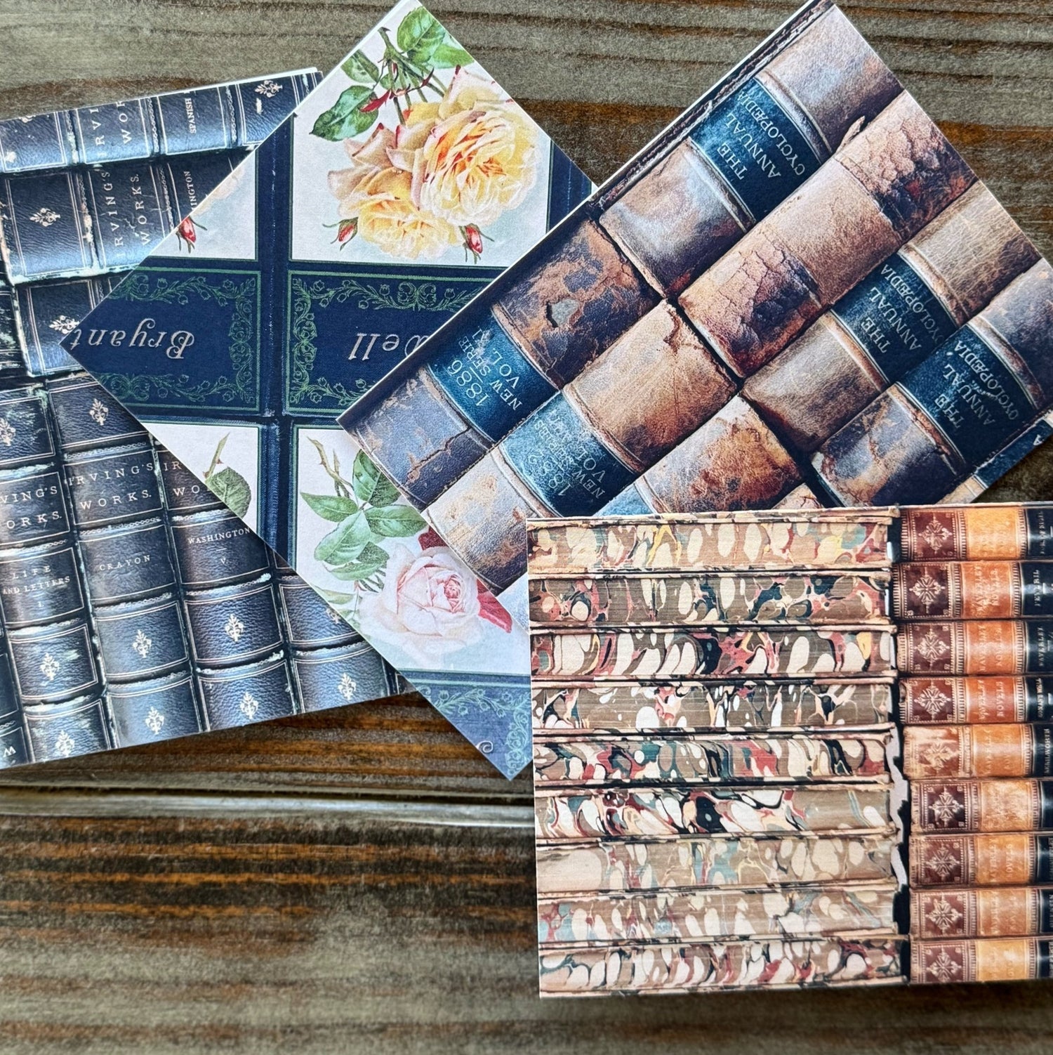 Pretty Old Books Folded Note Cards, 4 x 6 Cards with Envelopes - Pretty Old Books