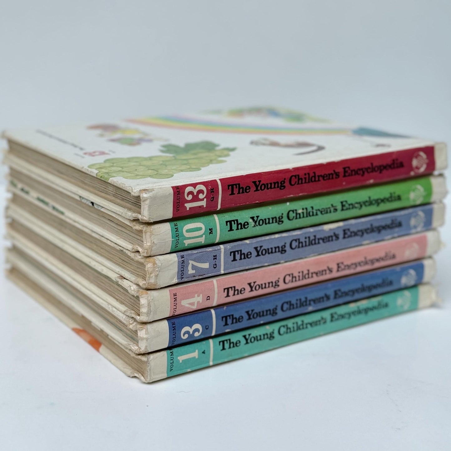 Rainbow Vintage Children's Book Set, The Young Children's Encyclopedia, Partial Set, 1977 - Pretty Old Books