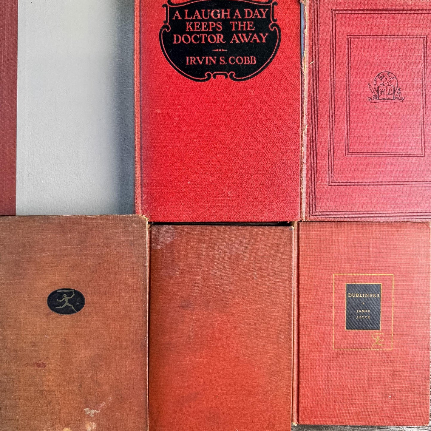 Red and Black Shabby Mid-Century Modern Decorative Books for Decor - Pretty Old Books