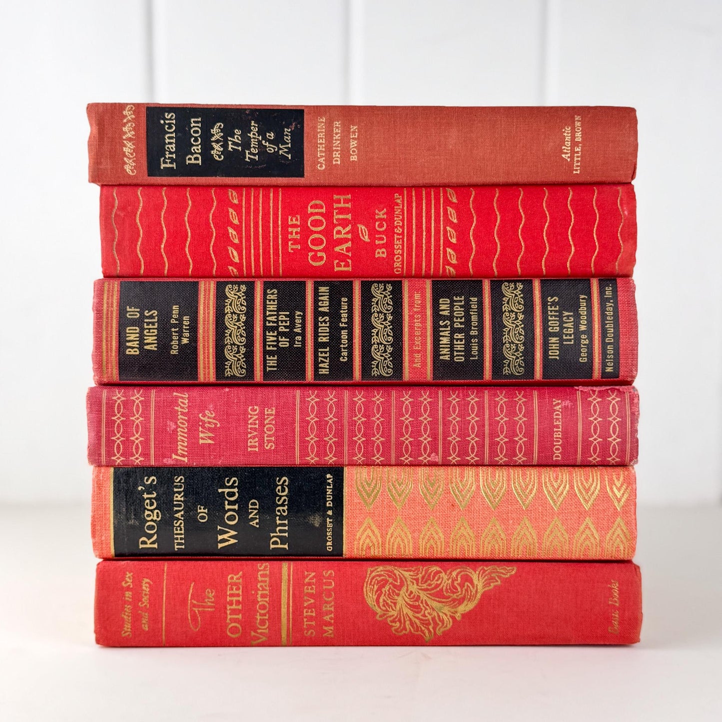 Red, Black, and Gold Ornate Decorative Books for Display - Pretty Old Books