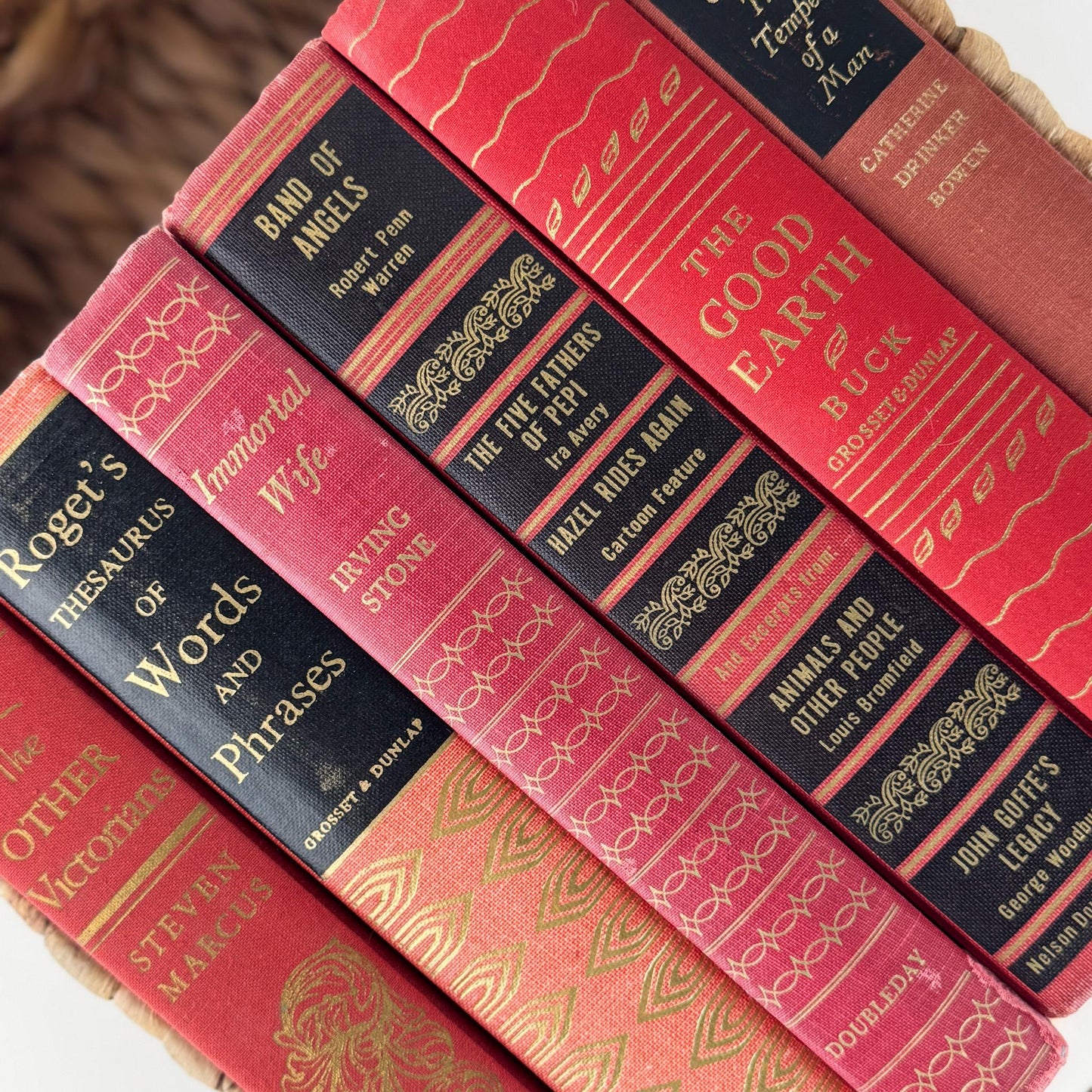 Red, Black, and Gold Ornate Decorative Books for Display - Pretty Old Books