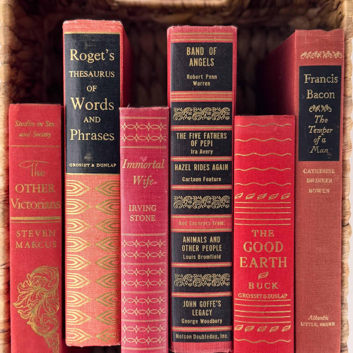 Red, Black, and Gold Ornate Decorative Books for Display - Pretty Old Books