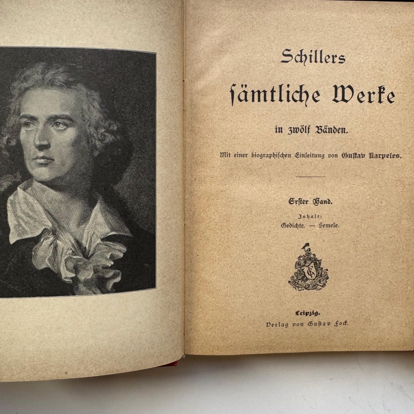 Red German Antique Books, Schiller's Works, 3 - Volume Set, Ornate Small Books - Pretty Old Books