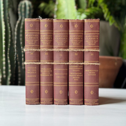 Red Harvard Classics Five Foot Shelf of Books Partial Set, 1910 Set of 5 - Pretty Old Books