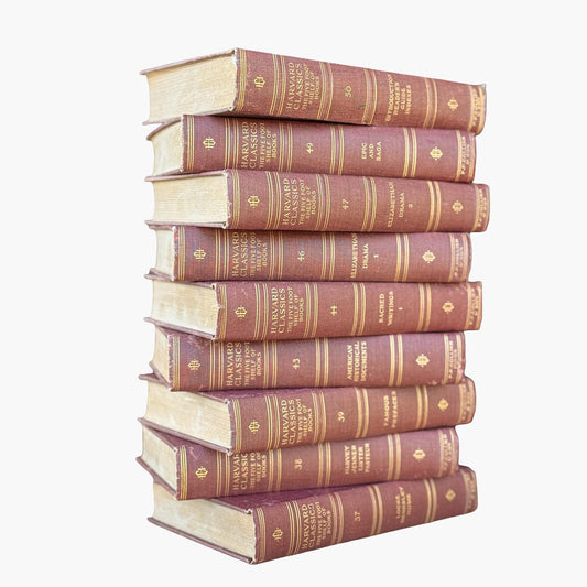 Red Harvard Classics Five Foot Shelf of Books Partial Set, 1910 Set of 9 - Pretty Old Books