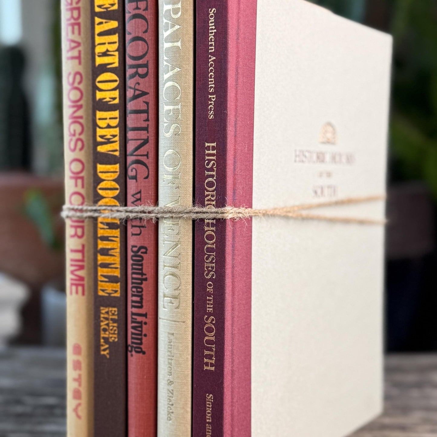 Retro Earthy Vintage Brown Beige Terra Cotta Coffee Table Books - Pretty Old Books