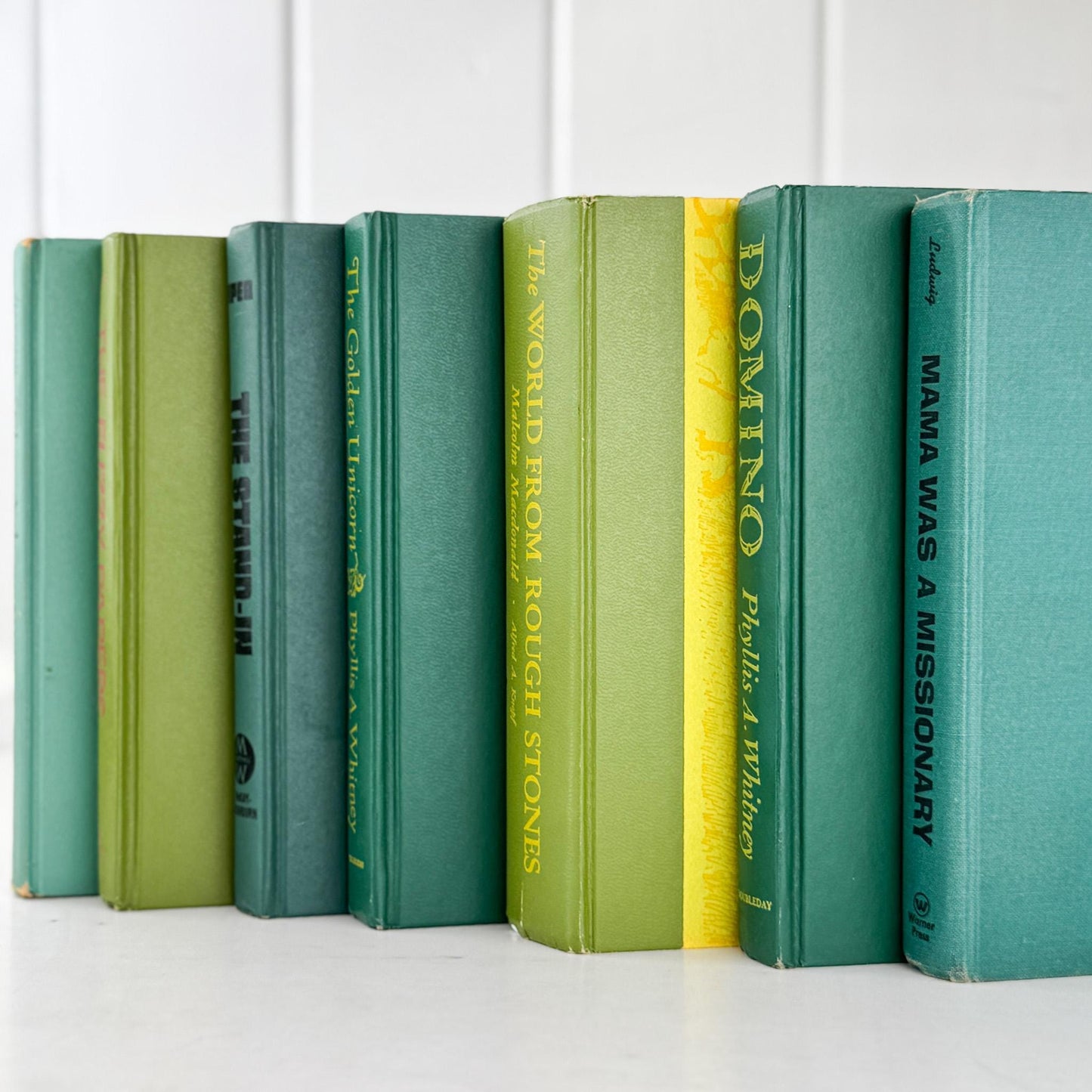 Retro Green Vintage Book Set of Mid - Century Modern Titles for Shelf Styling - Pretty Old Books