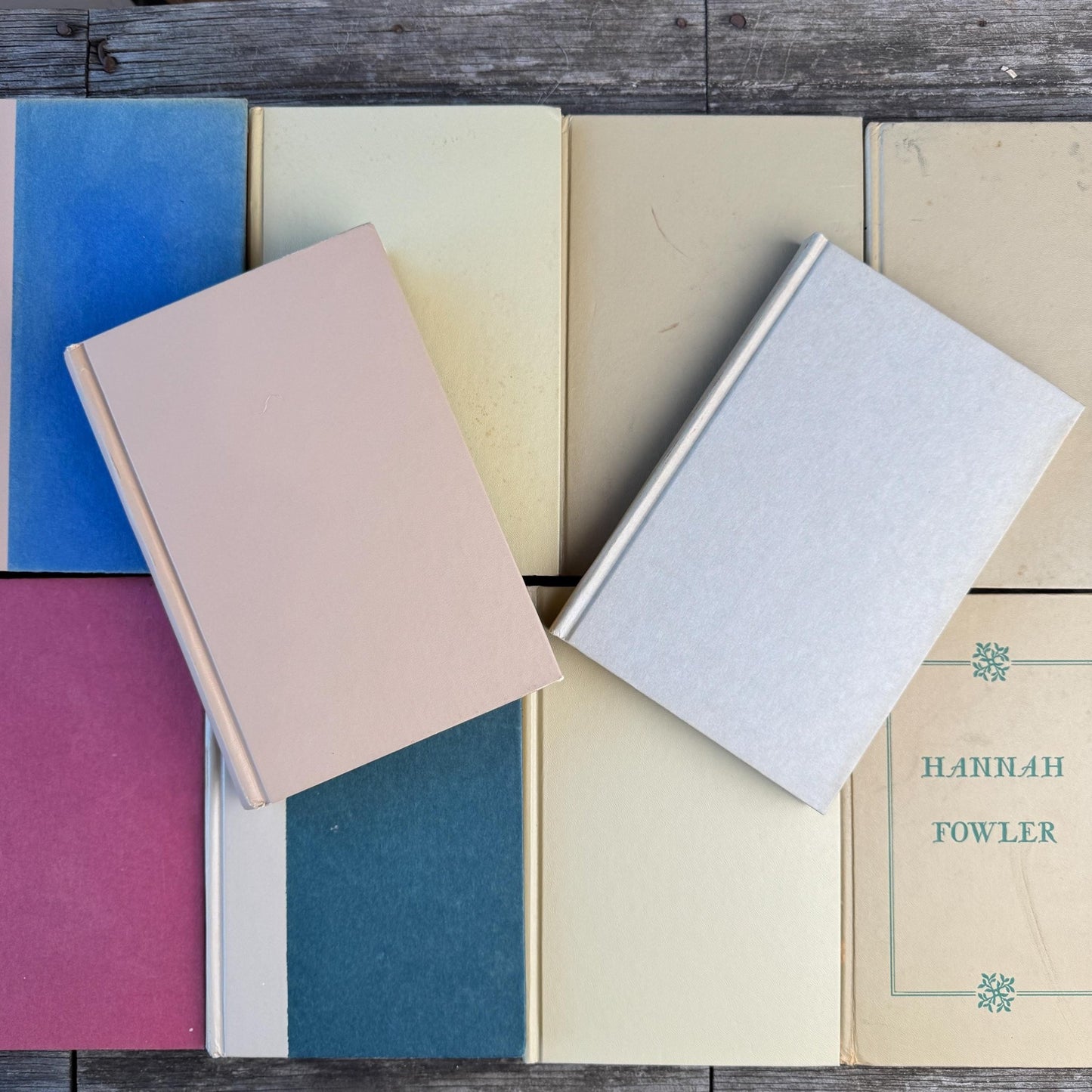 Retro Tan Decorative Books for 1960s Shelf Design - Pretty Old Books
