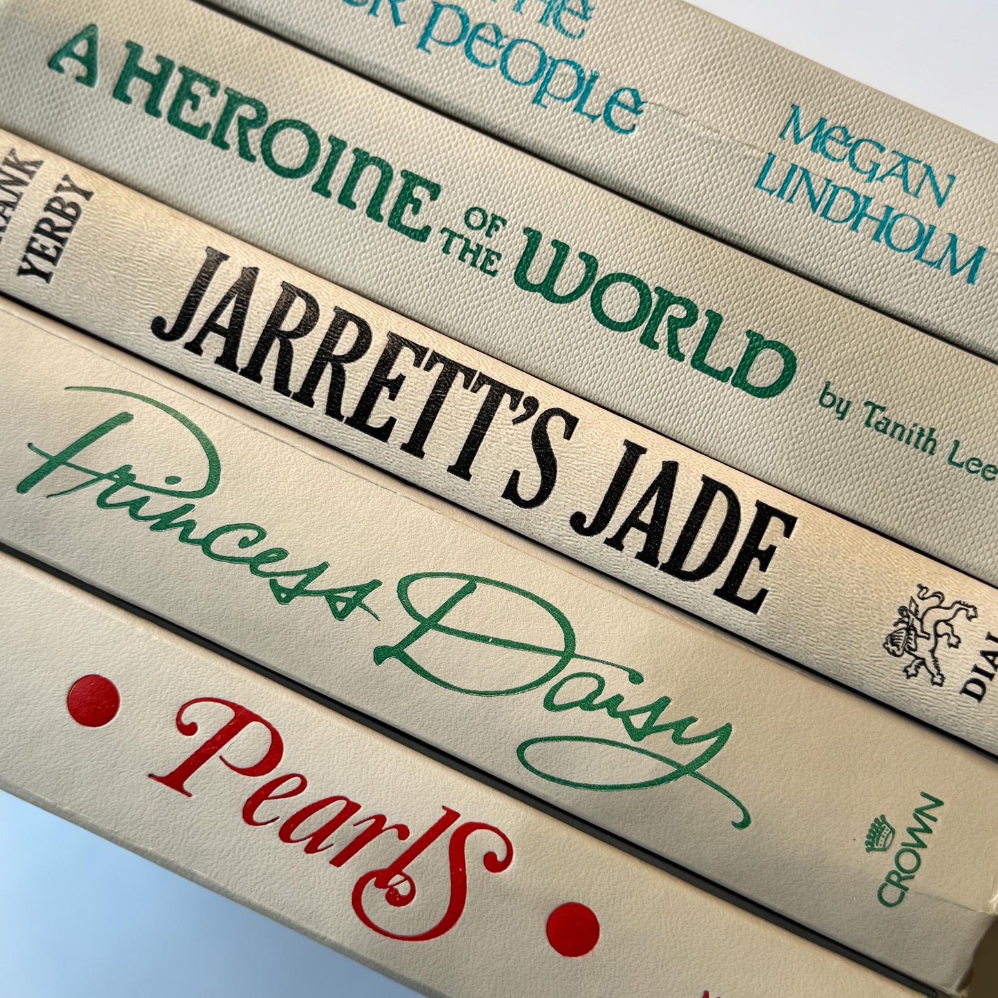 Retro Taupe Decorative Books With Colorful Lettering for 1970s Style - Pretty Old Books