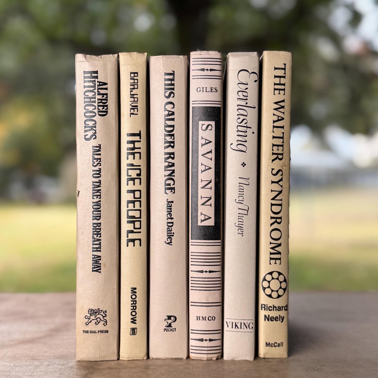 Retro Vintage Taupe and Black Book Bundle for Shelf Styling - Pretty Old Books