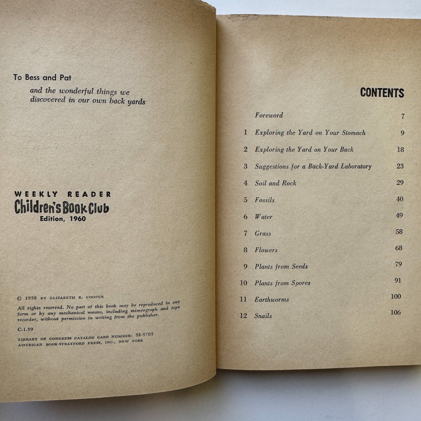 Science in Your Own Back Yard, 1960 Weekly Reader Children's Hardcover Book - Pretty Old Books