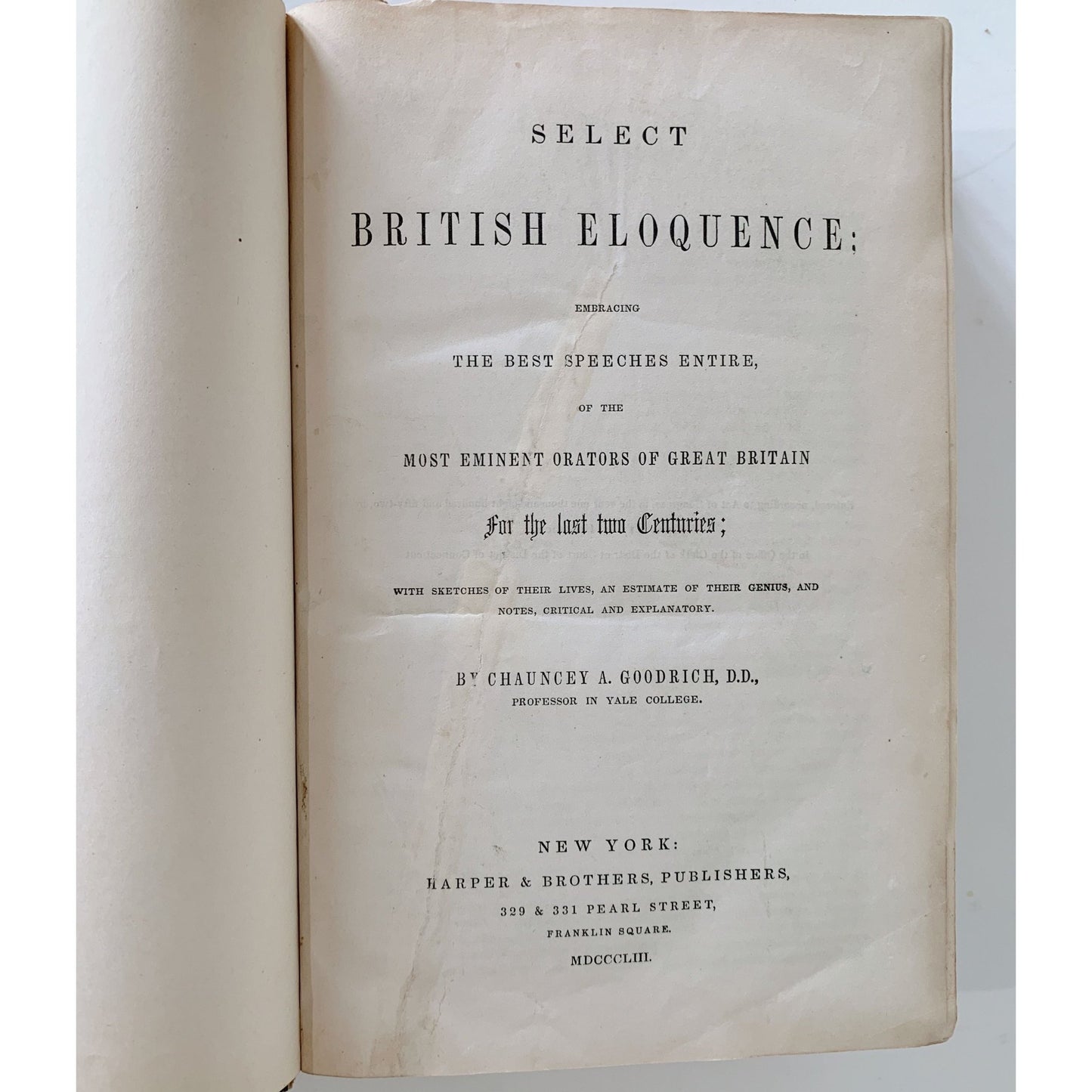 Select British Eloquence, Edmund Burke, Walpole, Lord Erskine, 1853 Hardcover - Pretty Old Books
