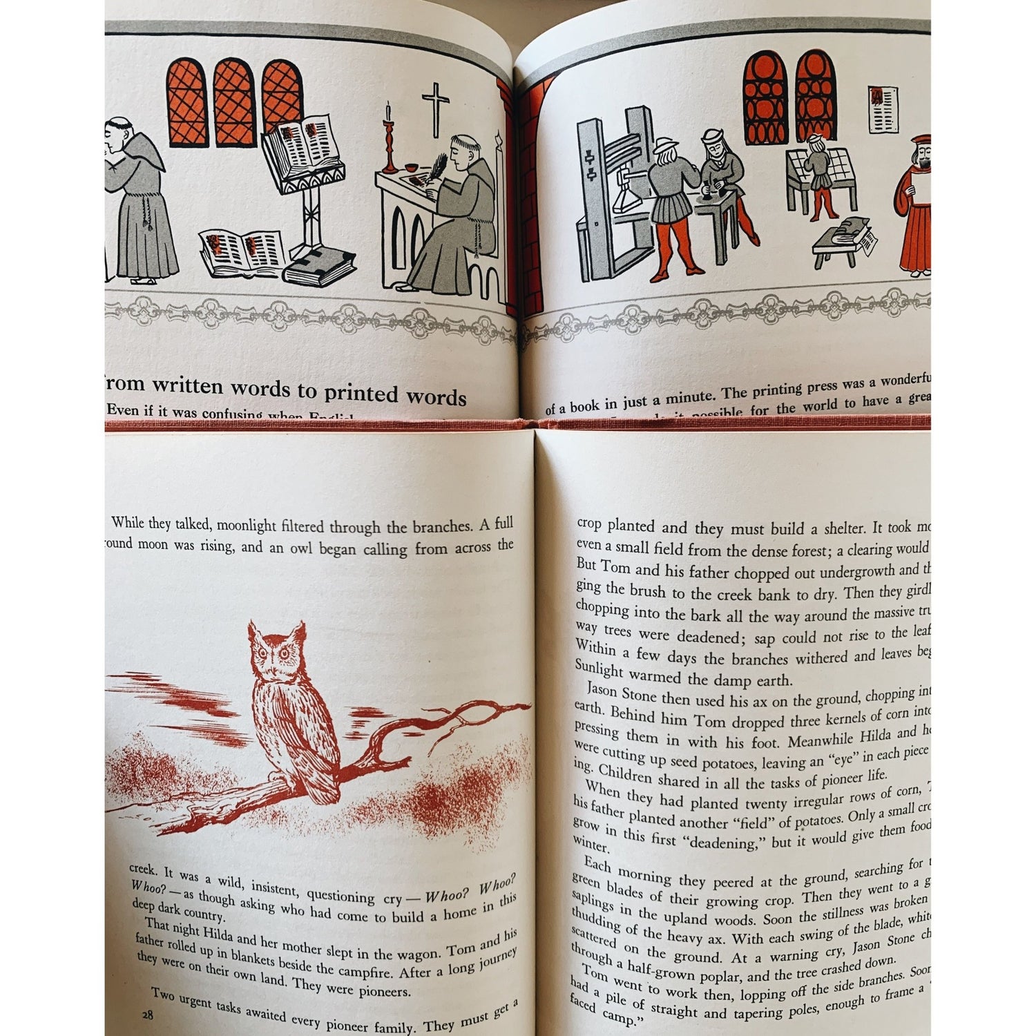 Set of Five: The First Book of Pioneers, Atlas, Submarines, Words, Surprising Facts - Pretty Old Books