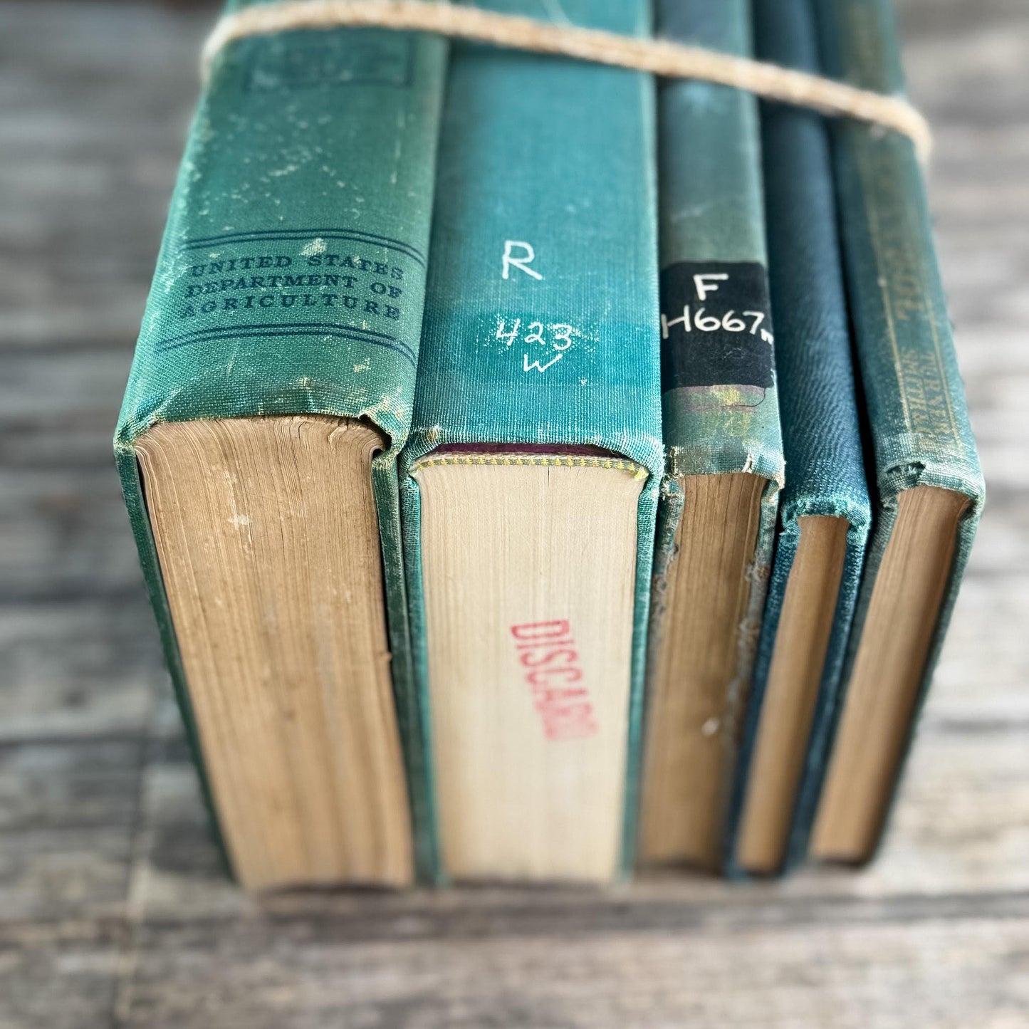 Shabby Faded Dark Green Old Books for Moody Decor - Pretty Old Books