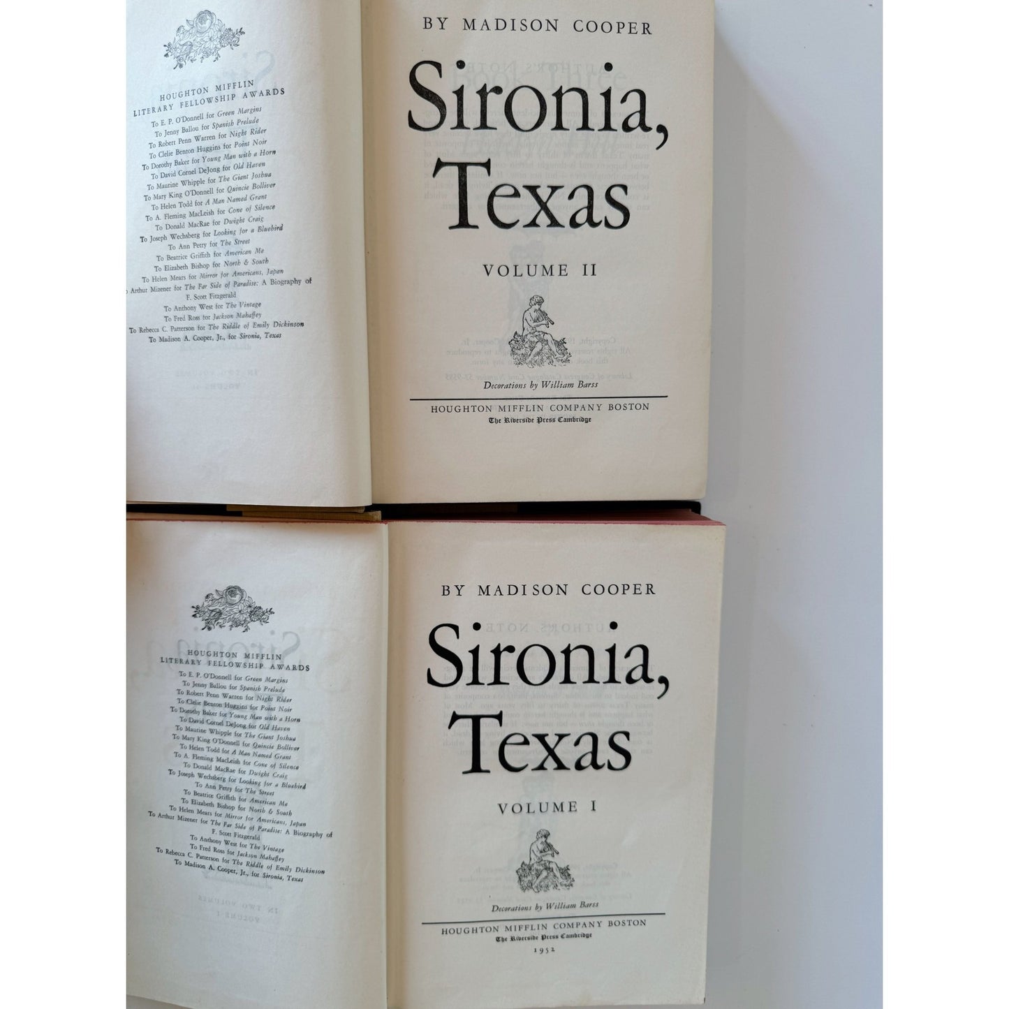 Sironia, Texas, Two - Volume Set, Madison Cooper, 1952 - Pretty Old Books