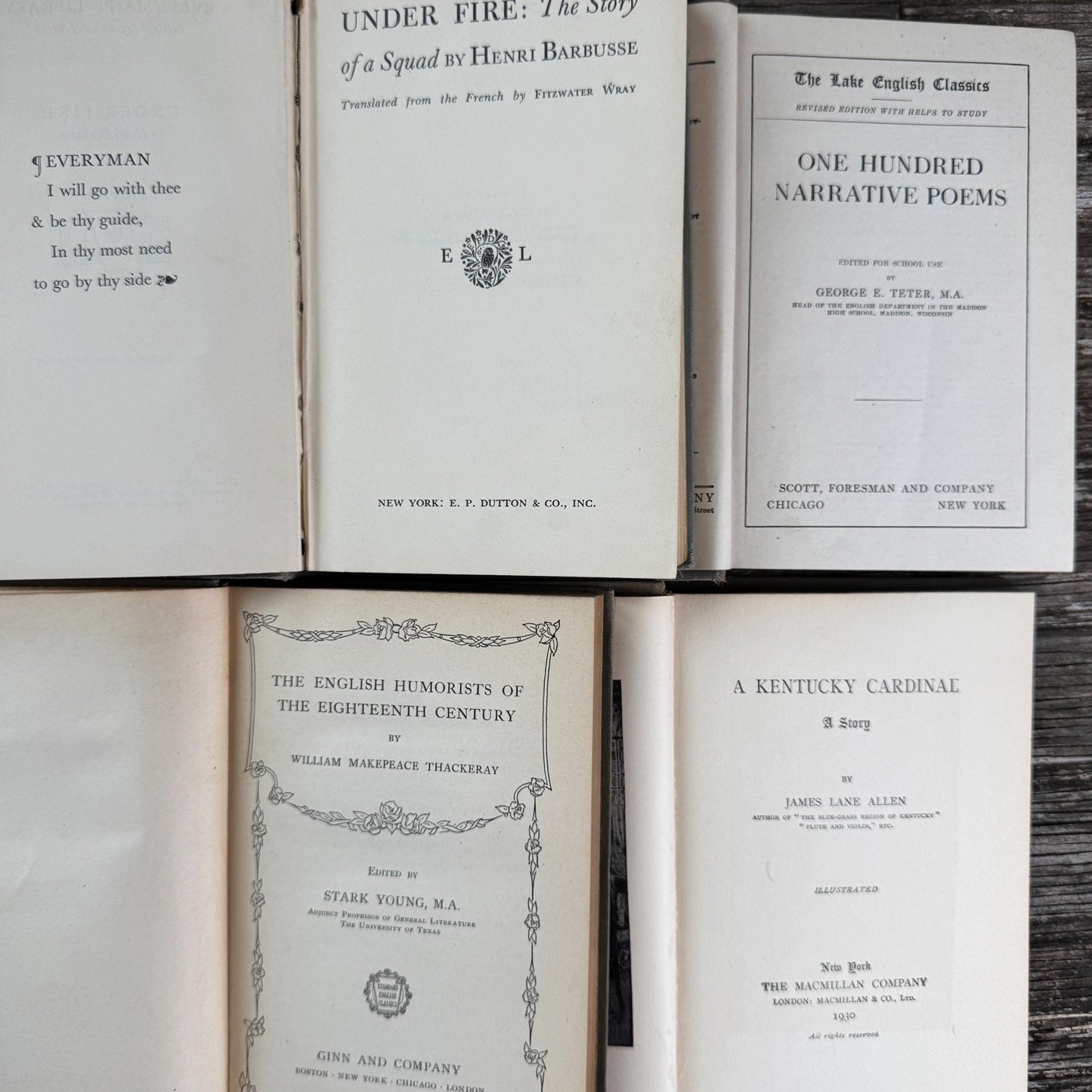 Small Antique Green Book Bundle of Classic Literature - Pretty Old Books