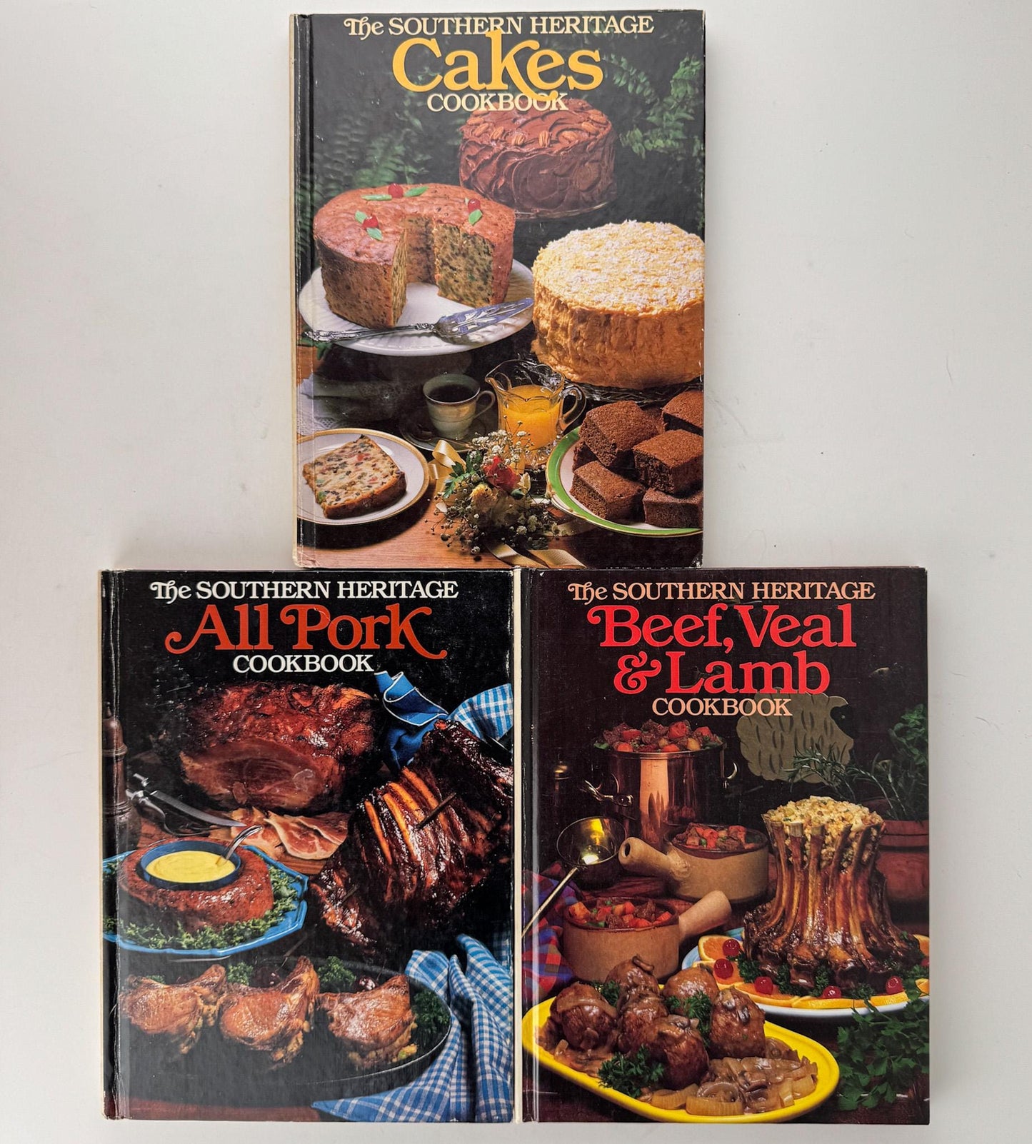 Southern Living, Southern Heritage Cookbook Set, Oxmoor House, 9 Volume Set, 1980s Hardcover Cream Cookbook Set - Pretty Old Books