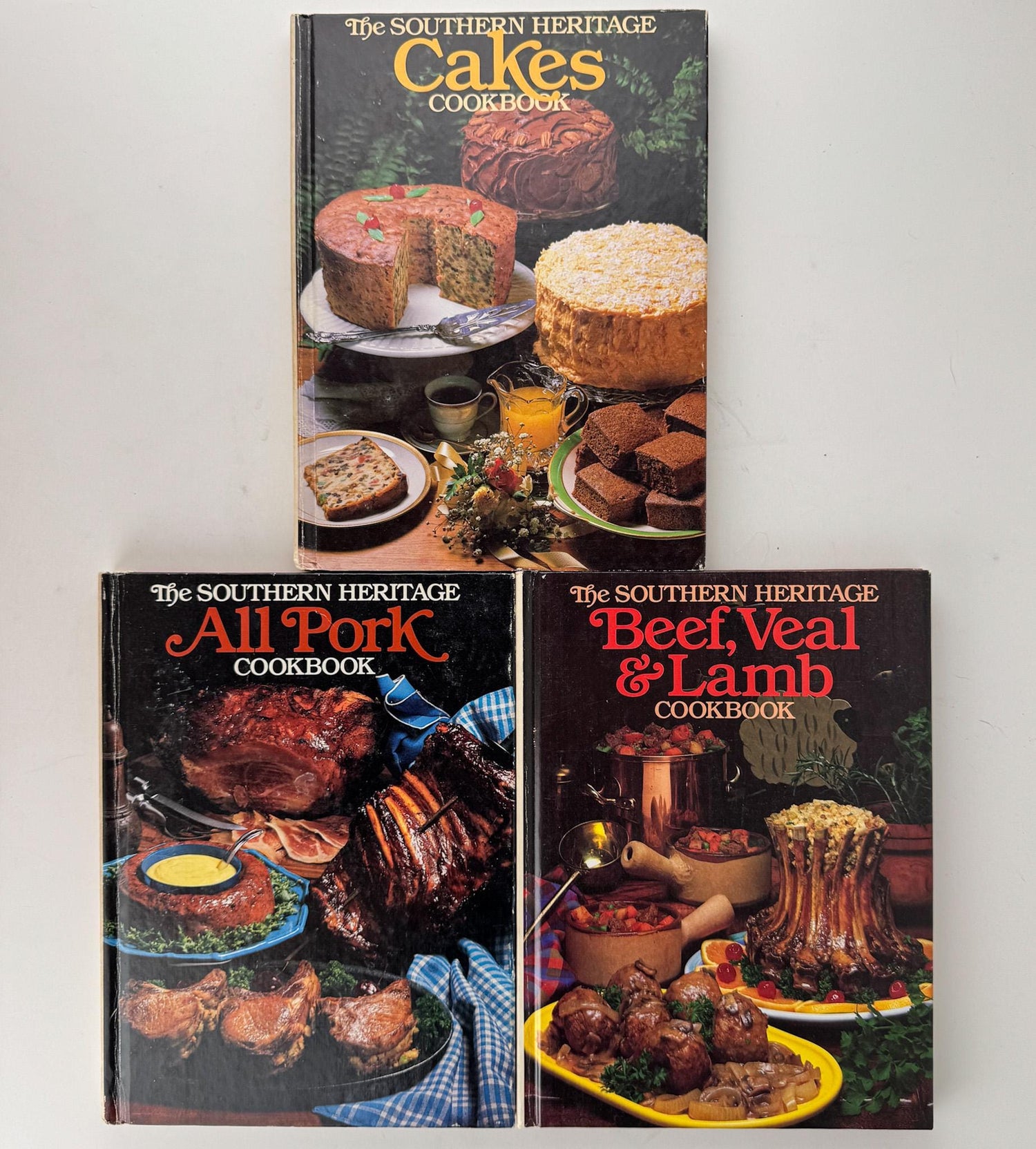 Southern Living, Southern Heritage Cookbook Set, Oxmoor House, 9 Volume Set, 1980s Hardcover Cream Cookbook Set - Pretty Old Books