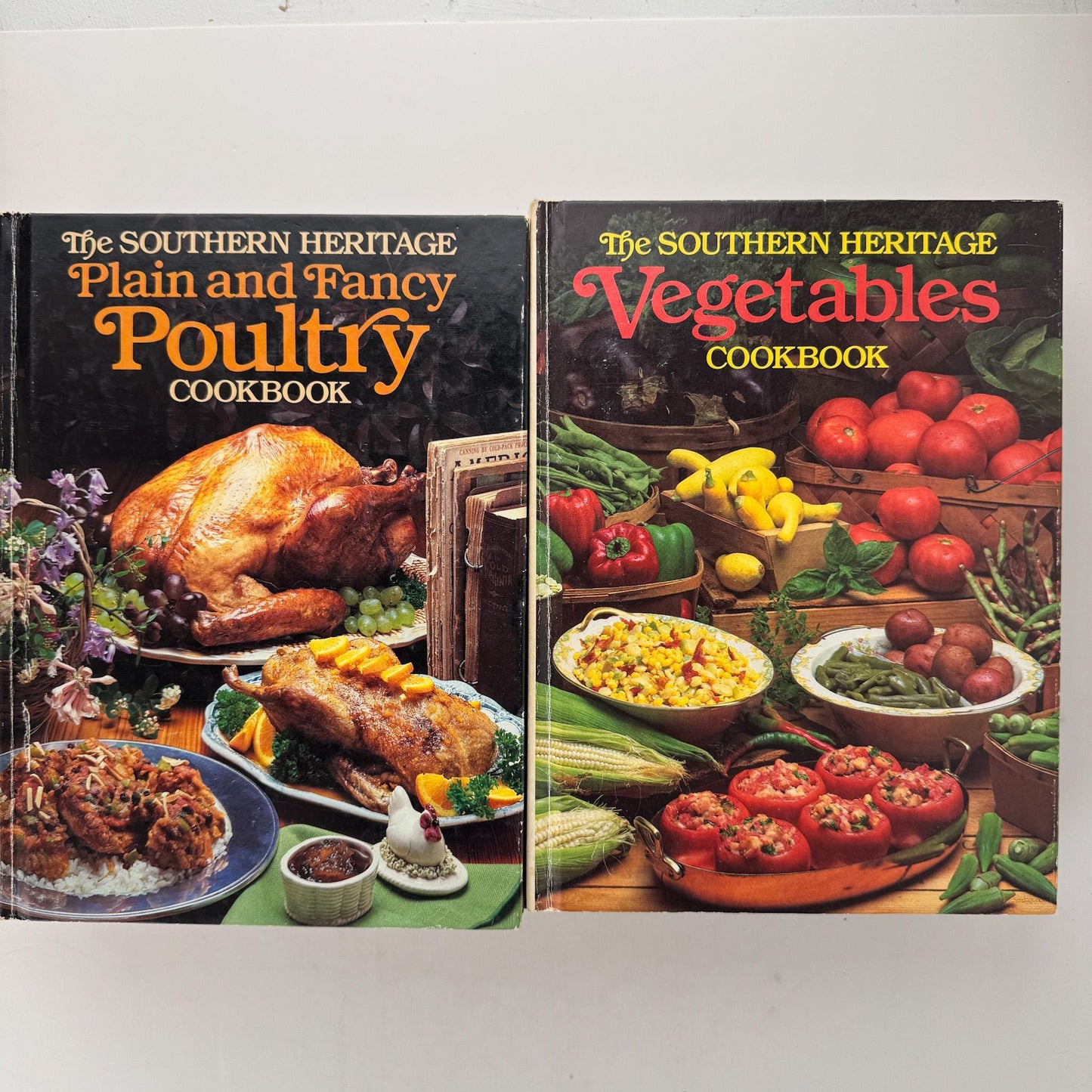 Southern Living, Southern Heritage Cookbook Set, Oxmoor House, 9 Volume Set, 1980s Hardcover Cream Cookbook Set - Pretty Old Books