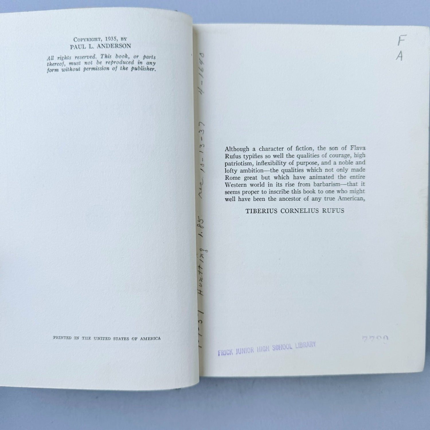 Swords in the North, Paul L. Anderson, The Roman Life and Times Series, 1935 - Pretty Old Books