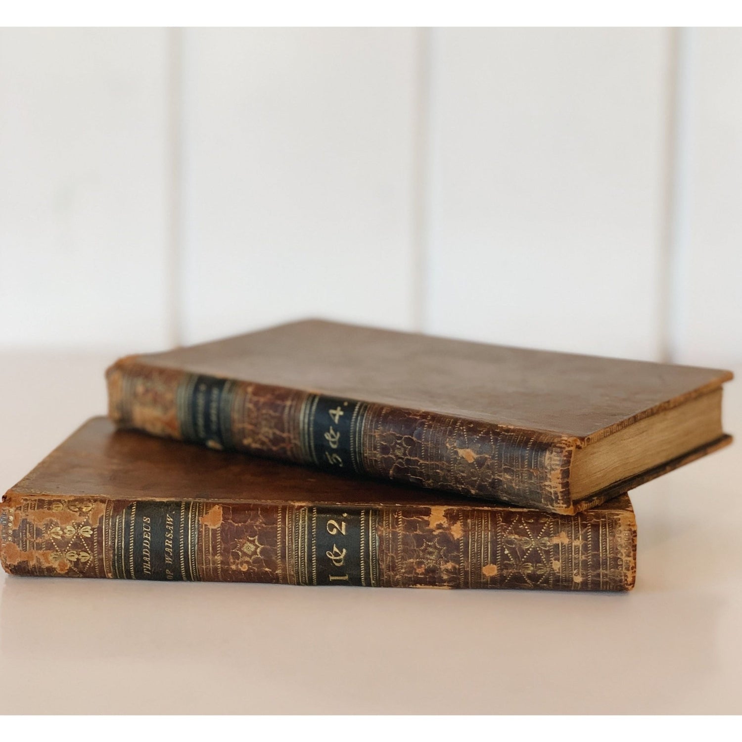 Thaddeus of Warsaw, 1809, Four Volumes in Two, Miss Jane Porter, Leather - Bound - Pretty Old Books