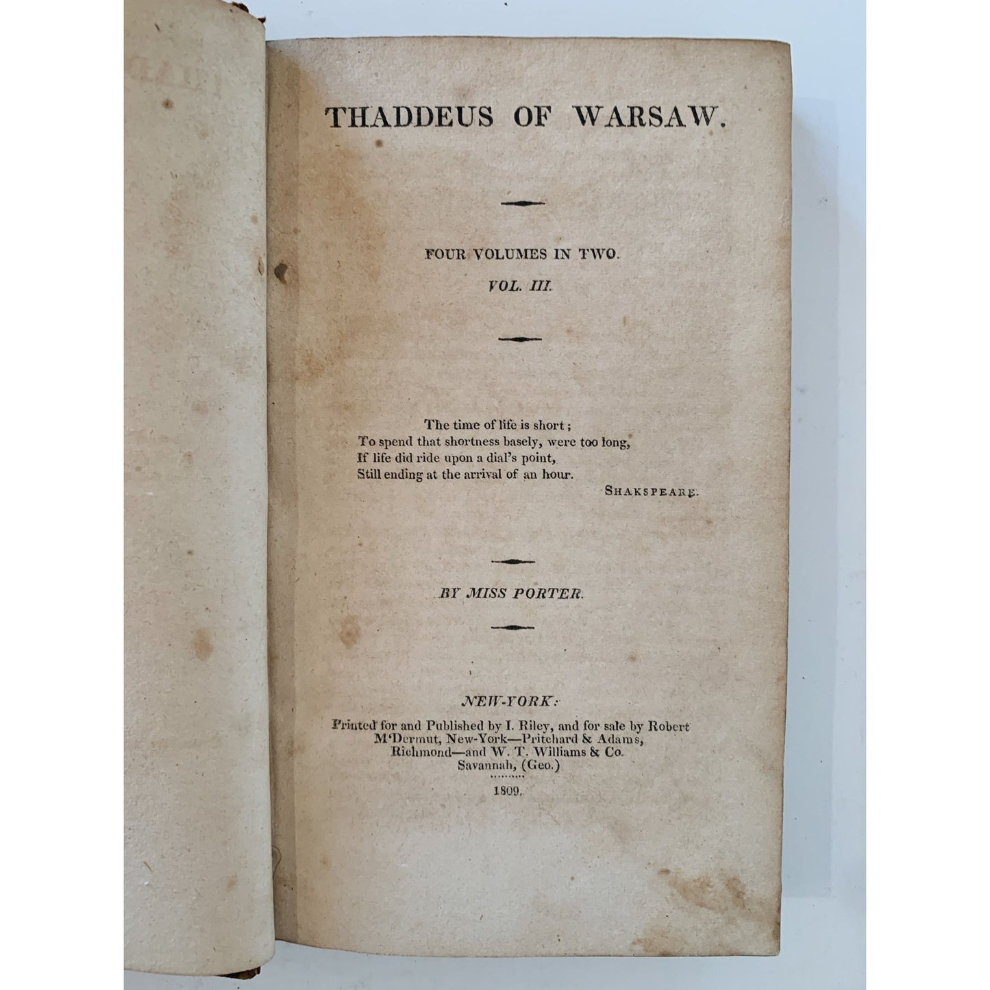 Thaddeus of Warsaw, 1809, Four Volumes in Two, Miss Jane Porter, Leather - Bound - Pretty Old Books