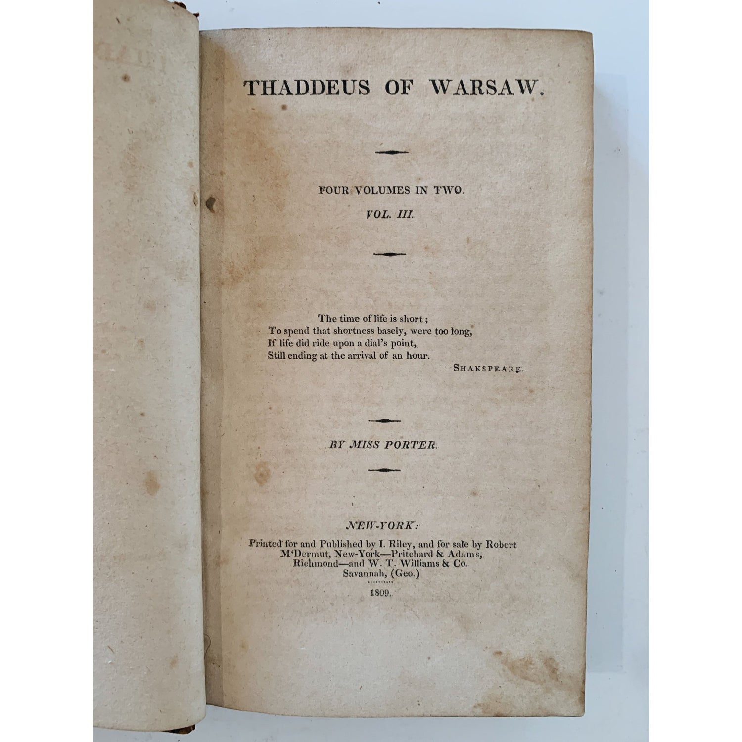 Thaddeus of Warsaw, 1809, Four Volumes in Two, Miss Jane Porter, Leather - Bound - Pretty Old Books
