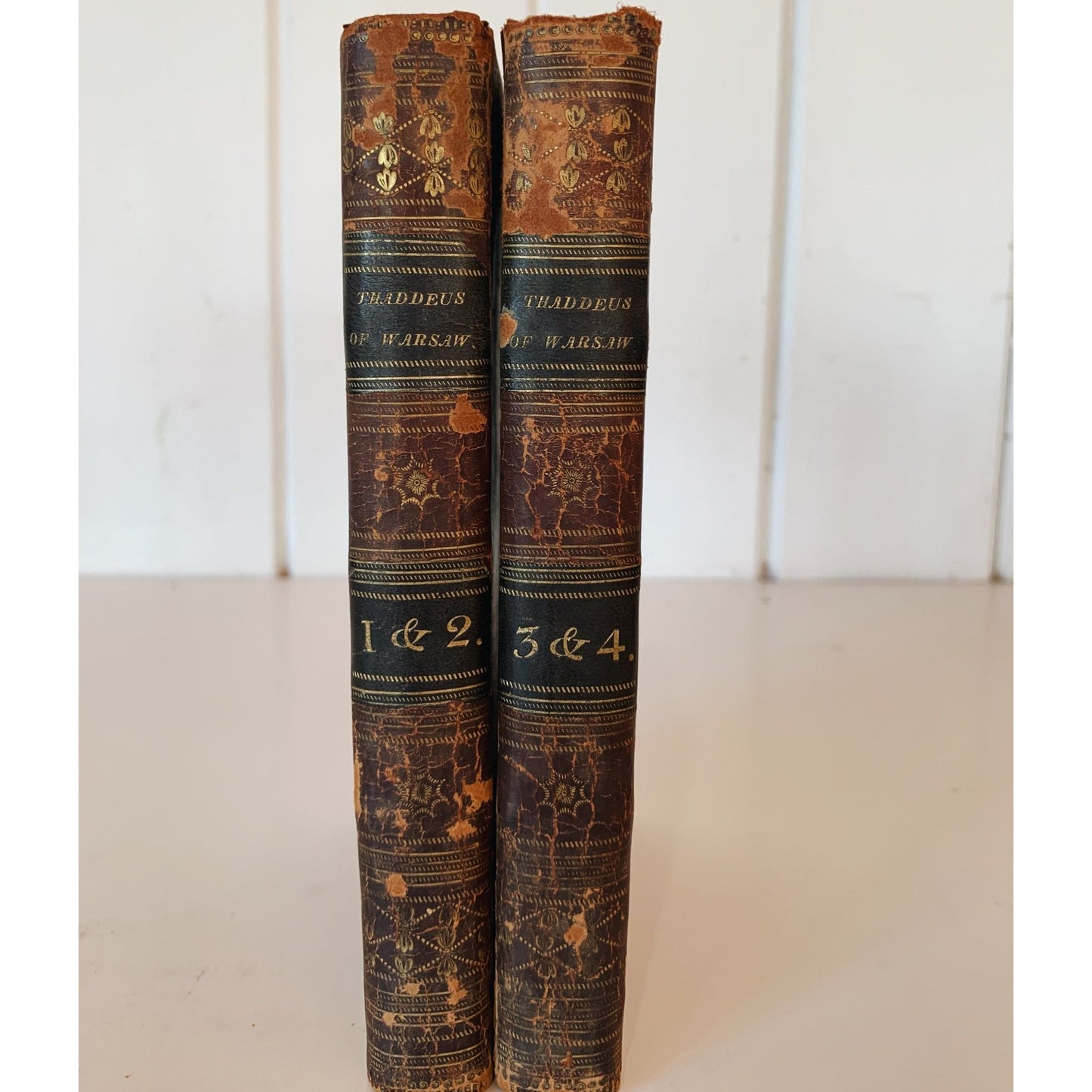 Thaddeus of Warsaw, 1809, Four Volumes in Two, Miss Jane Porter, Leather - Bound - Pretty Old Books