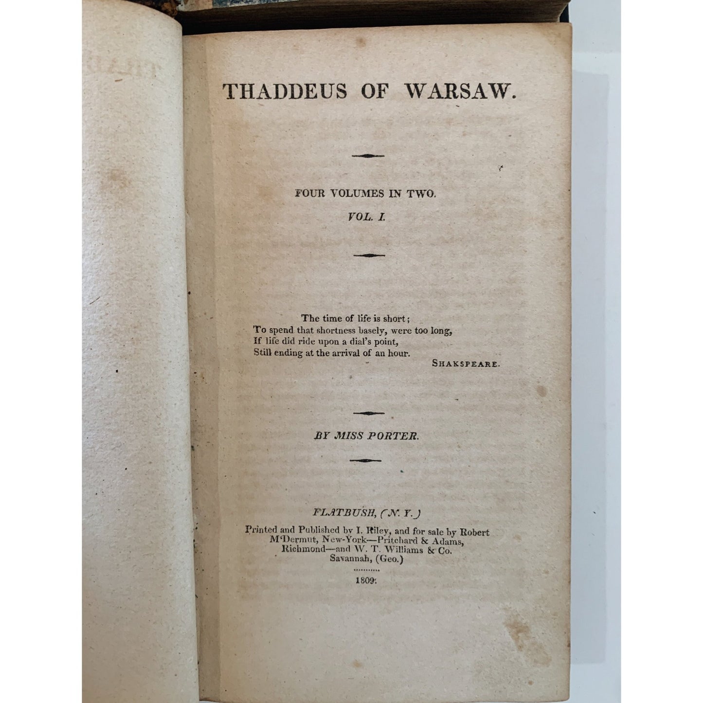 Thaddeus of Warsaw, 1809, Four Volumes in Two, Miss Jane Porter, Leather - Bound - Pretty Old Books