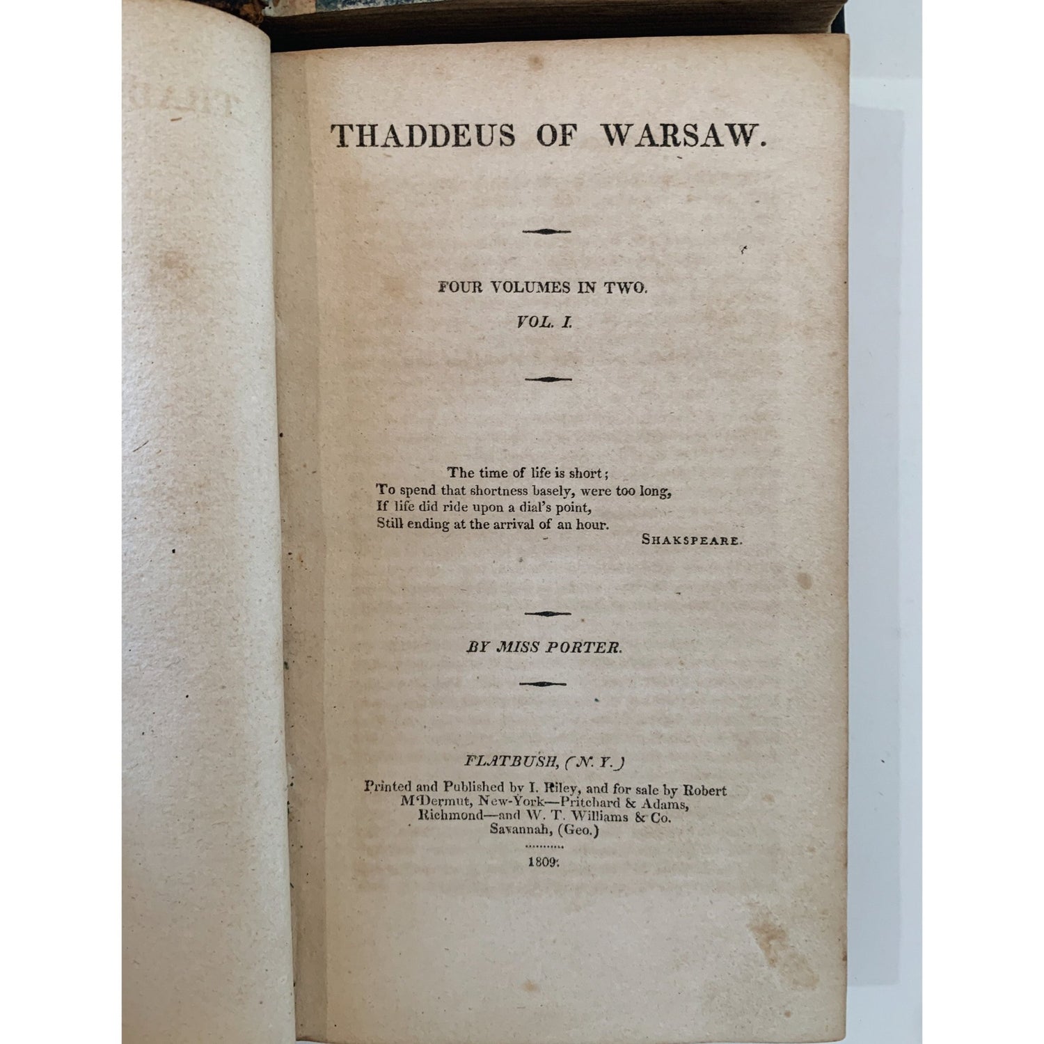 Thaddeus of Warsaw, 1809, Four Volumes in Two, Miss Jane Porter, Leather - Bound - Pretty Old Books