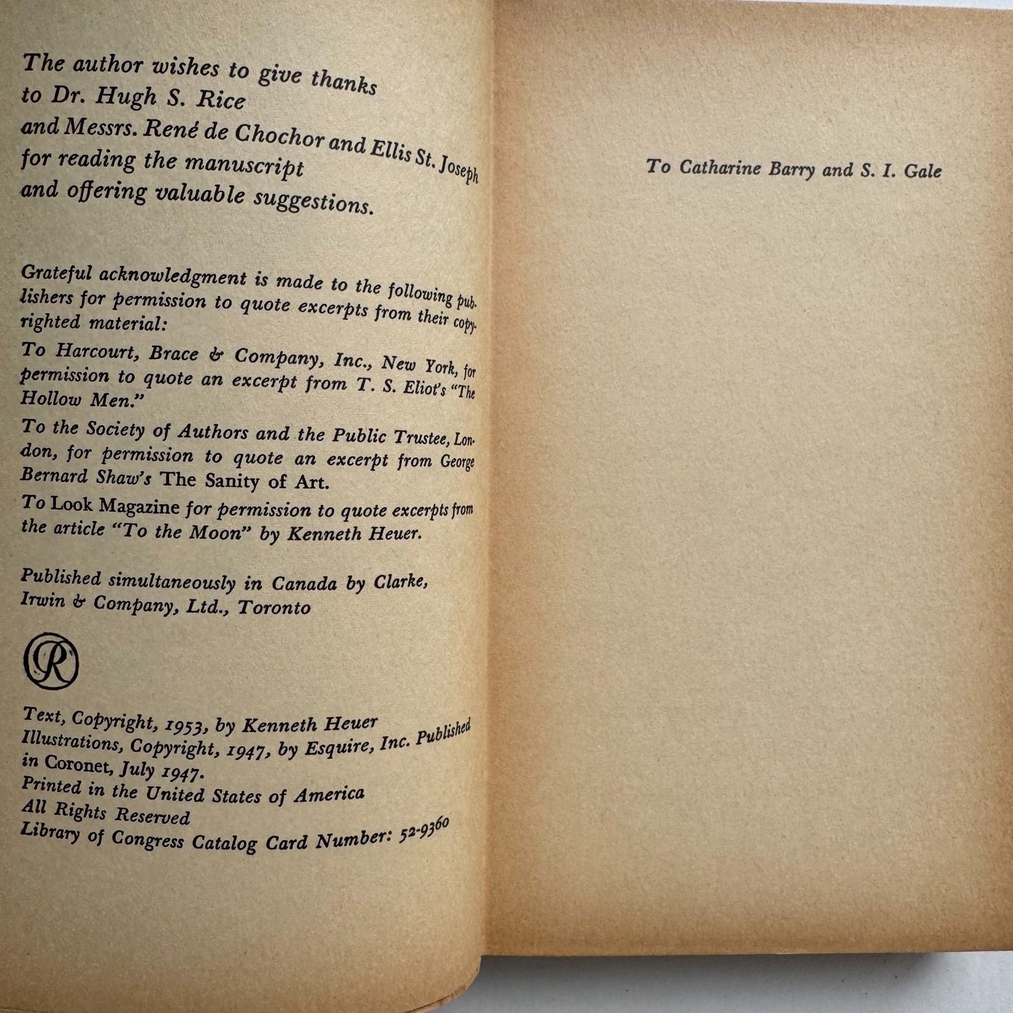 The End of the World: A Scientific Inquiry, Kenneth Heuer, 1953 Hardcover - Pretty Old Books