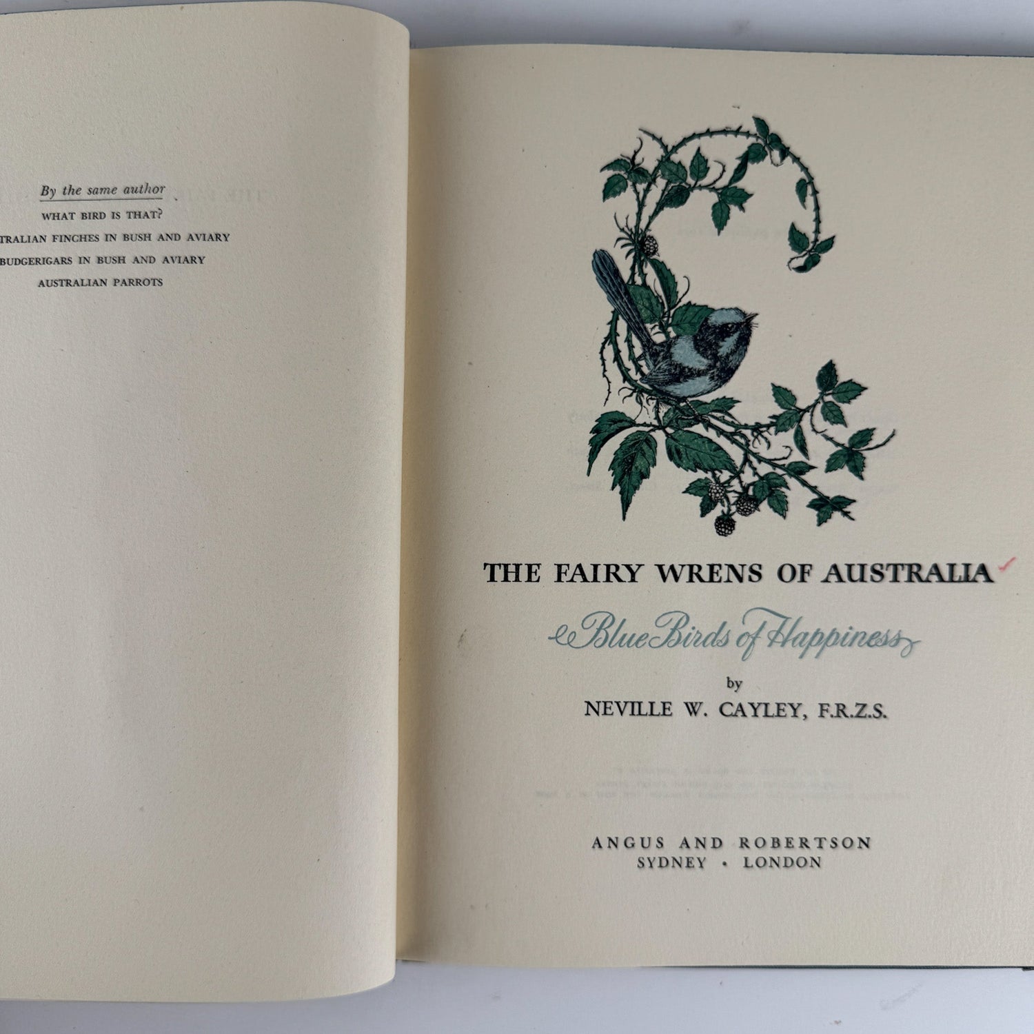 The Fairy Wrens of Australia: Blue Birds of Happiness, Neville W. Cayley, 1949 - Pretty Old Books