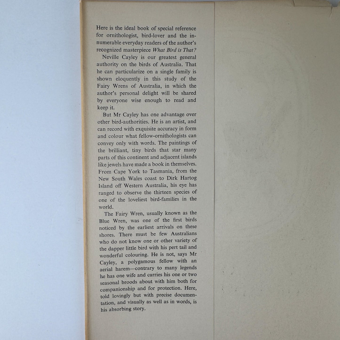 The Fairy Wrens of Australia: Blue Birds of Happiness, Neville W. Cayley, 1949 - Pretty Old Books