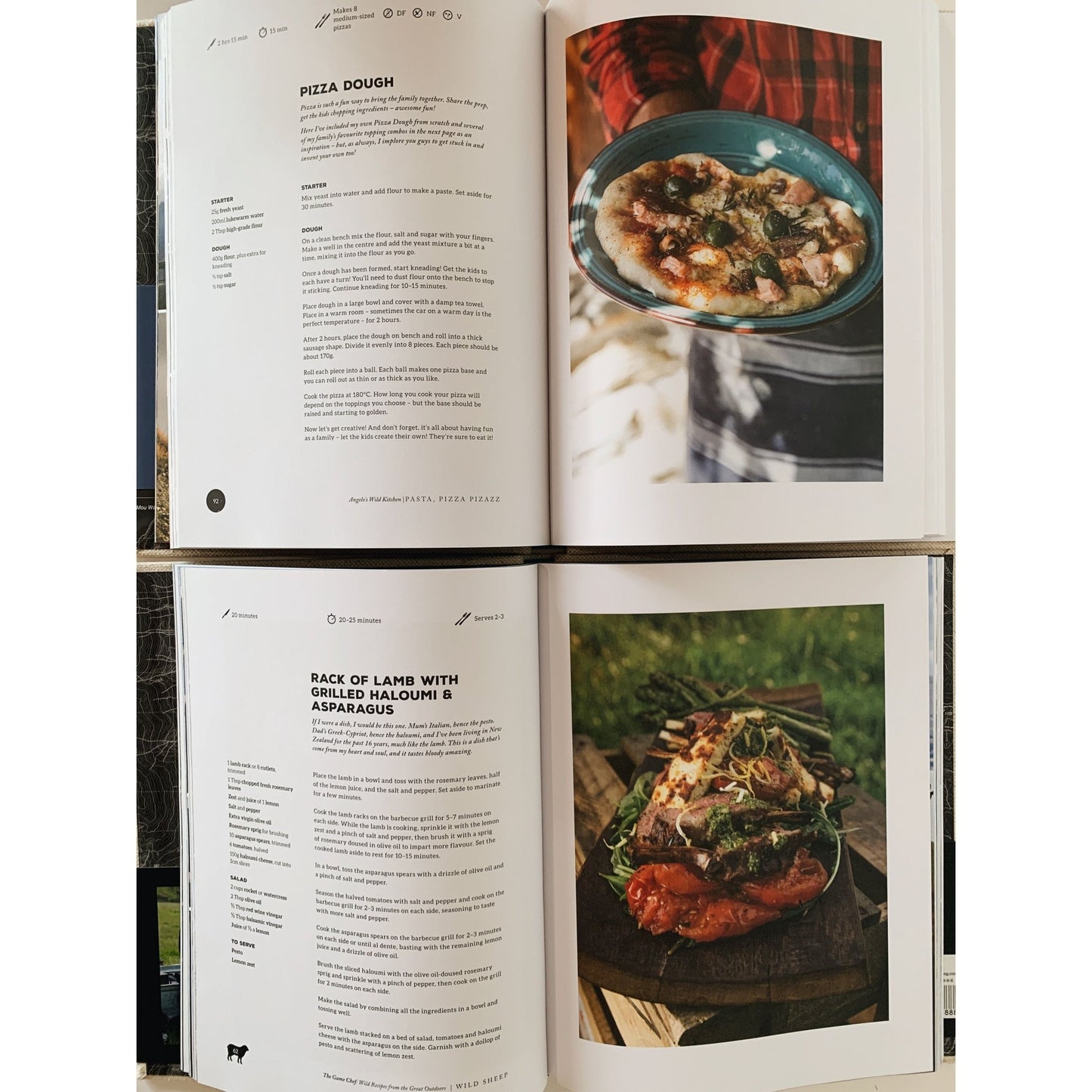 The Game Chef and Angelo's Wild Kitchen, Angelo Georgalli, Neutral Linen Cookbook Set - Pretty Old Books