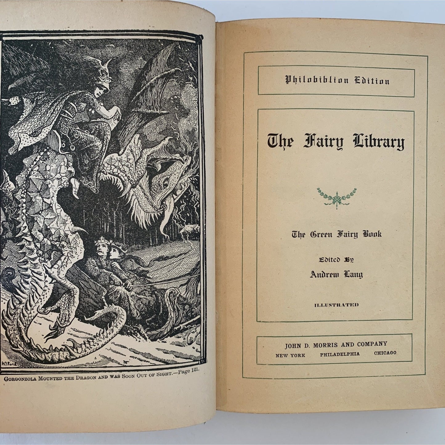 The Green Fairy Book, Andrew Lang, Rare Philobiblion Edition Antique Illustrated Hardcover - Pretty Old Books