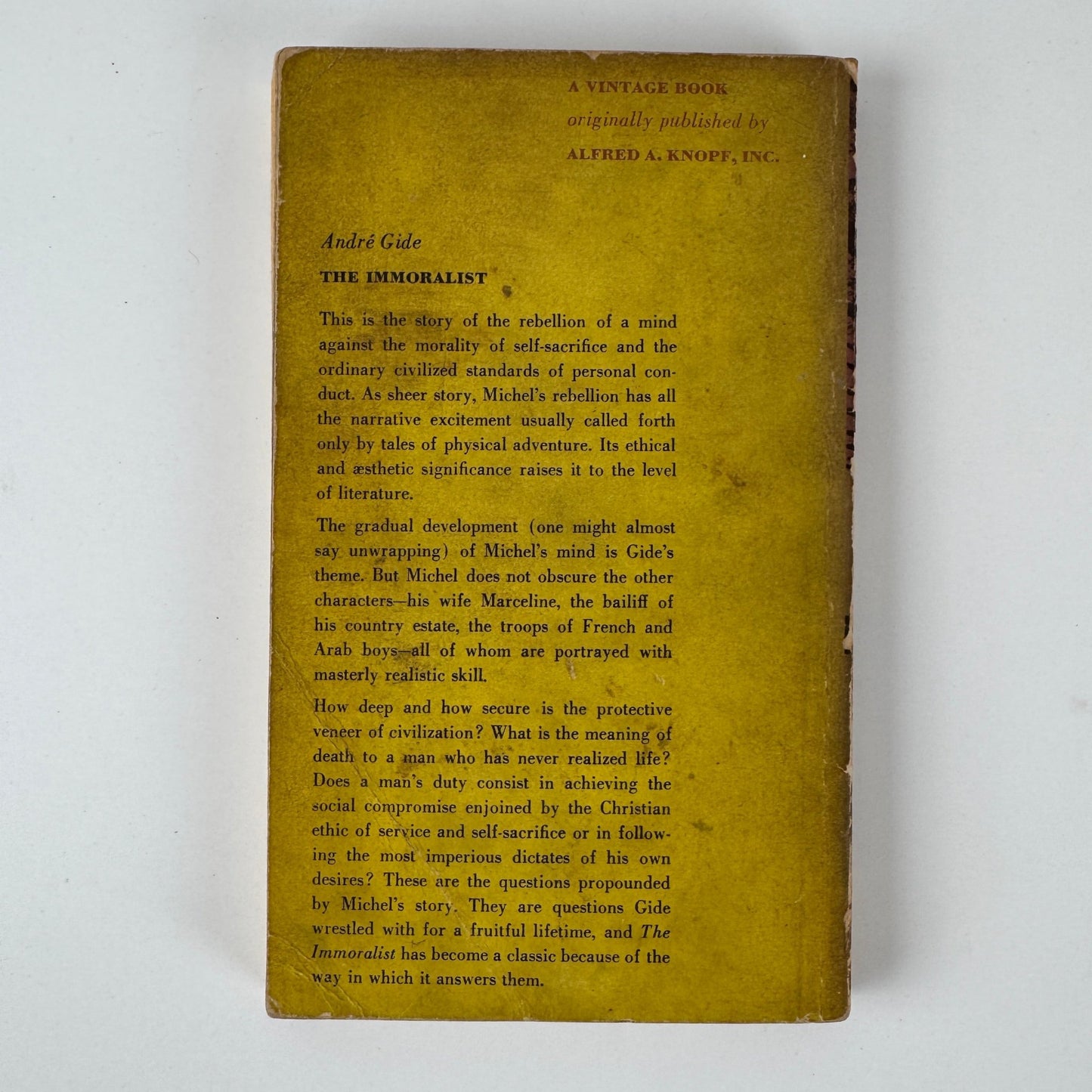 The Immoralist, Andre Gide, Vintage Paperback 1955 - Pretty Old Books