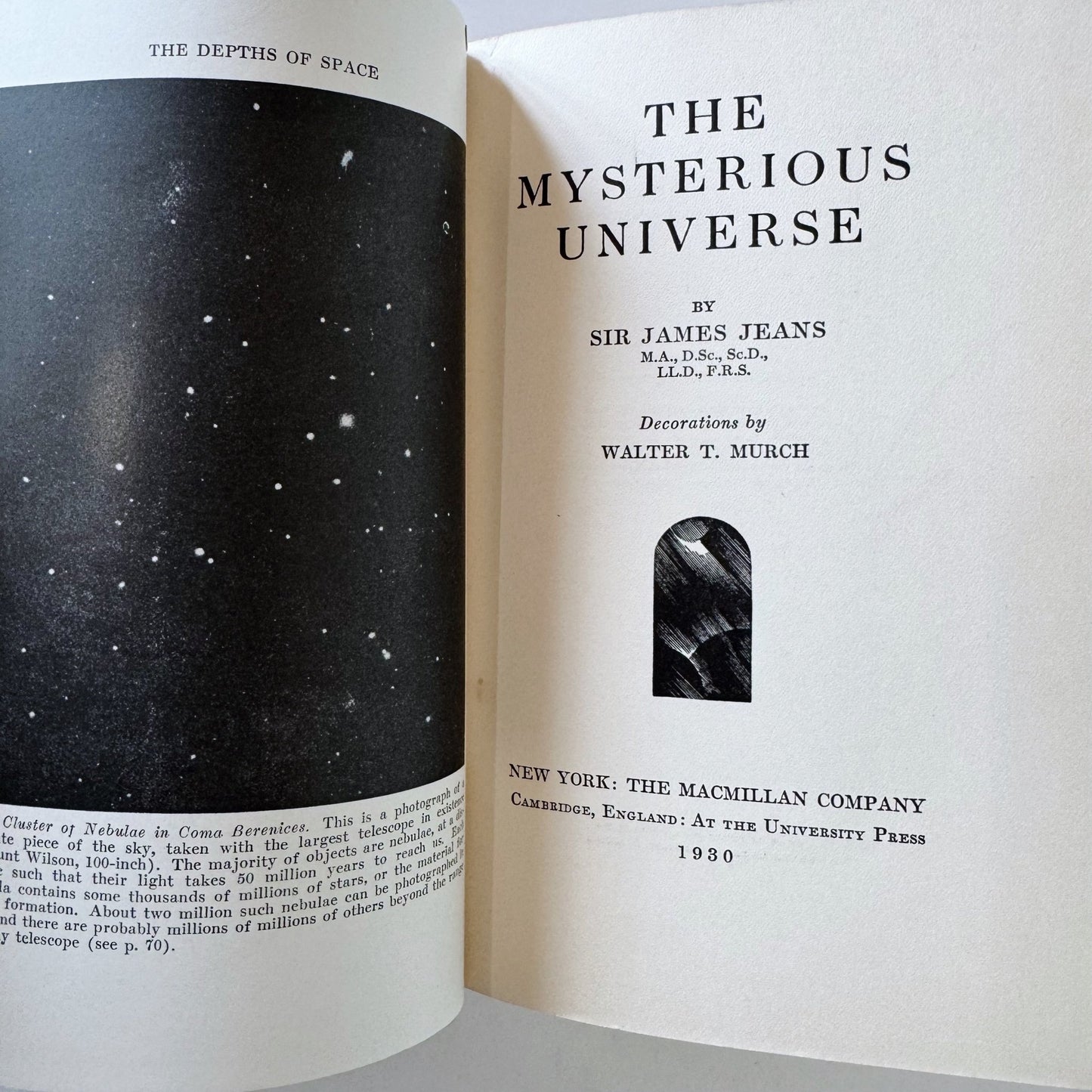 The Mysterious Universe, Sir James Jeans, 1930 Hardcover Physics Book - Pretty Old Books