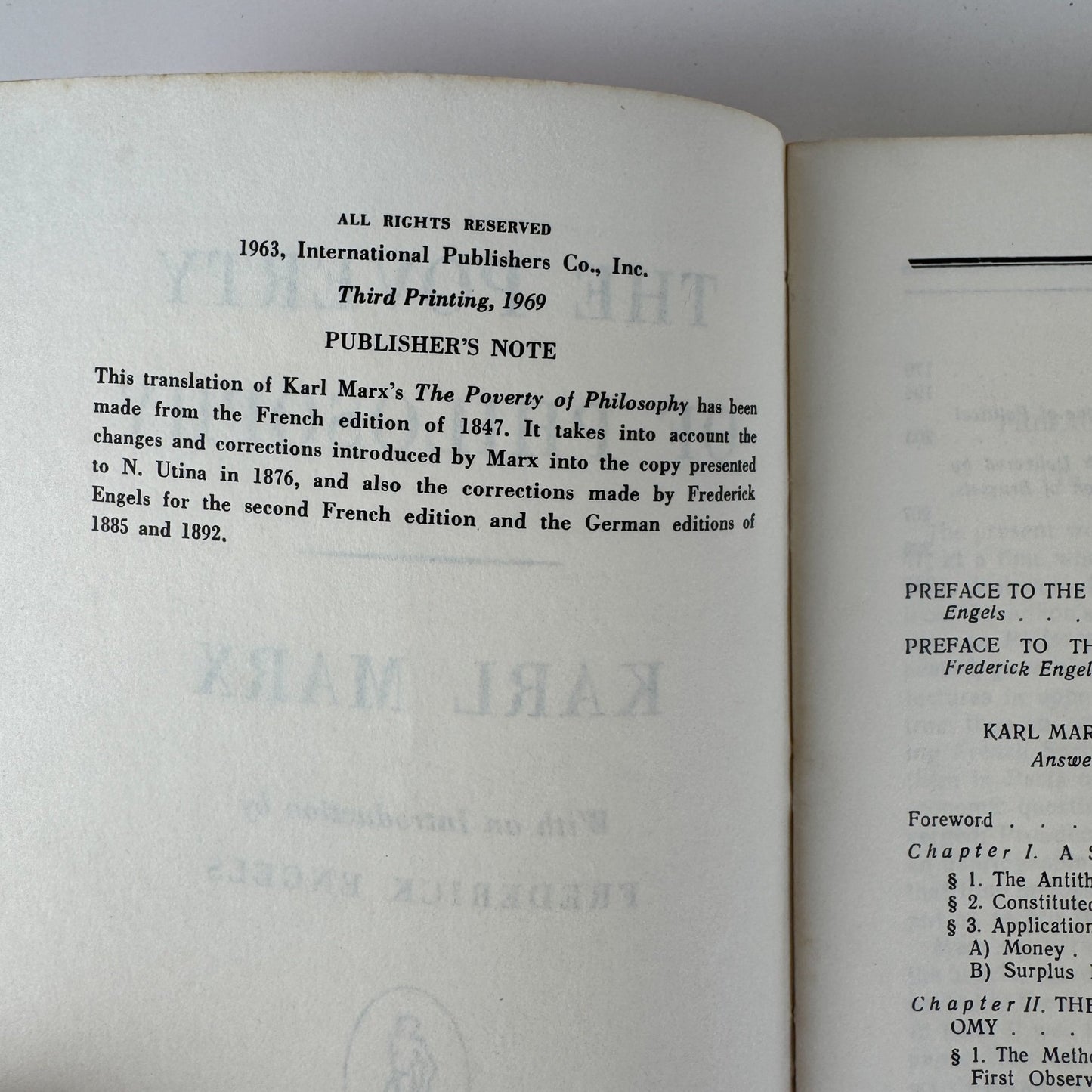 The Poverty of Philosophy — Karl Marx — Vintage Political Theory & Economics Book, 1969 - Pretty Old Books