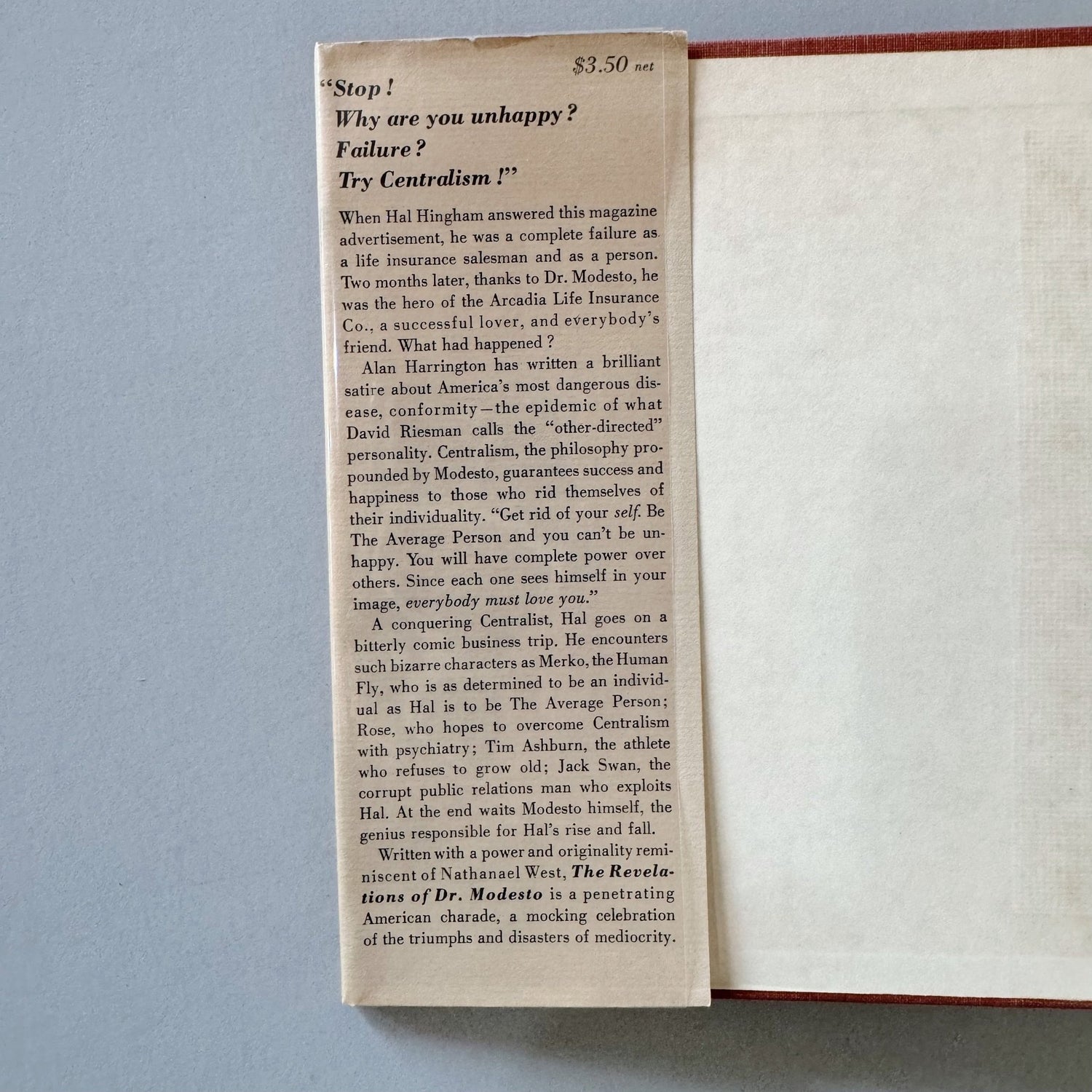 The Revelations of Dr. Modesto, Alan Harrington, First Edition, 1955 Hardcover - Pretty Old Books