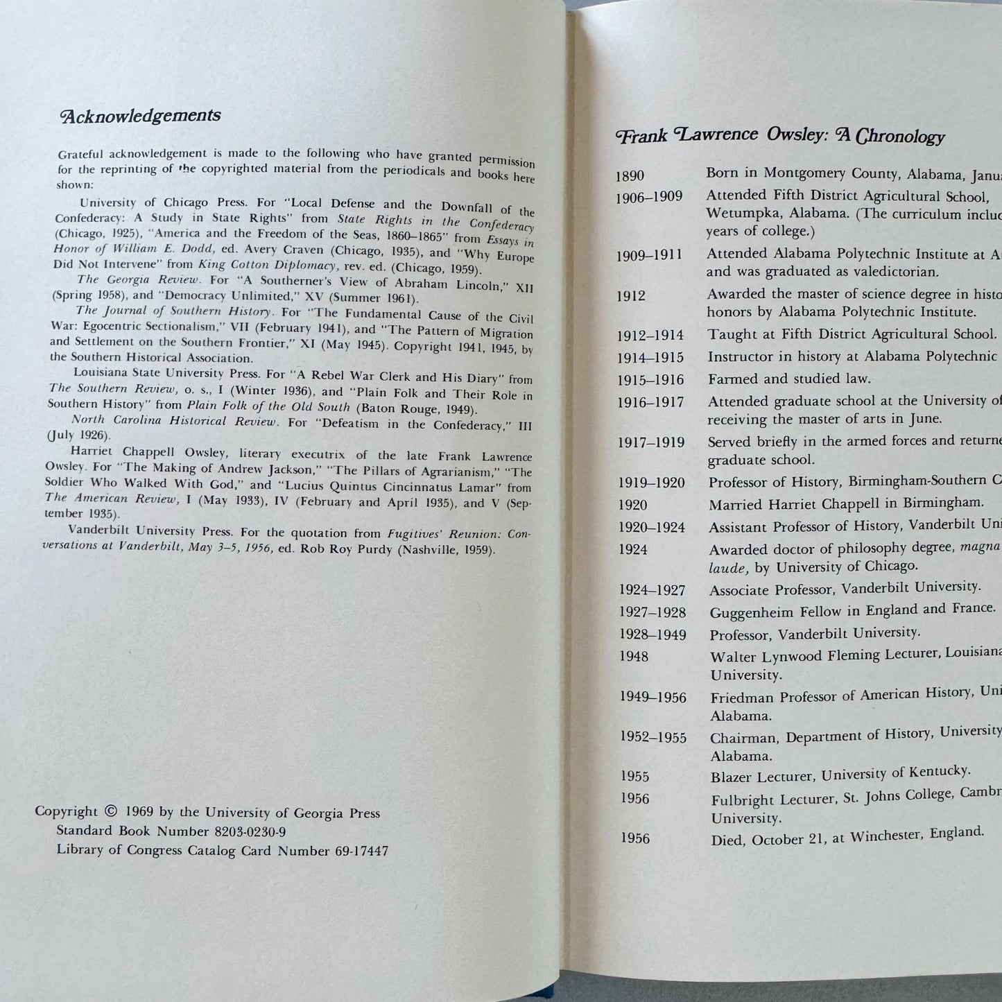 The South: Old and New Frontiers, Selected Essays of Frank Lawrence Owsley, 1969 - Pretty Old Books