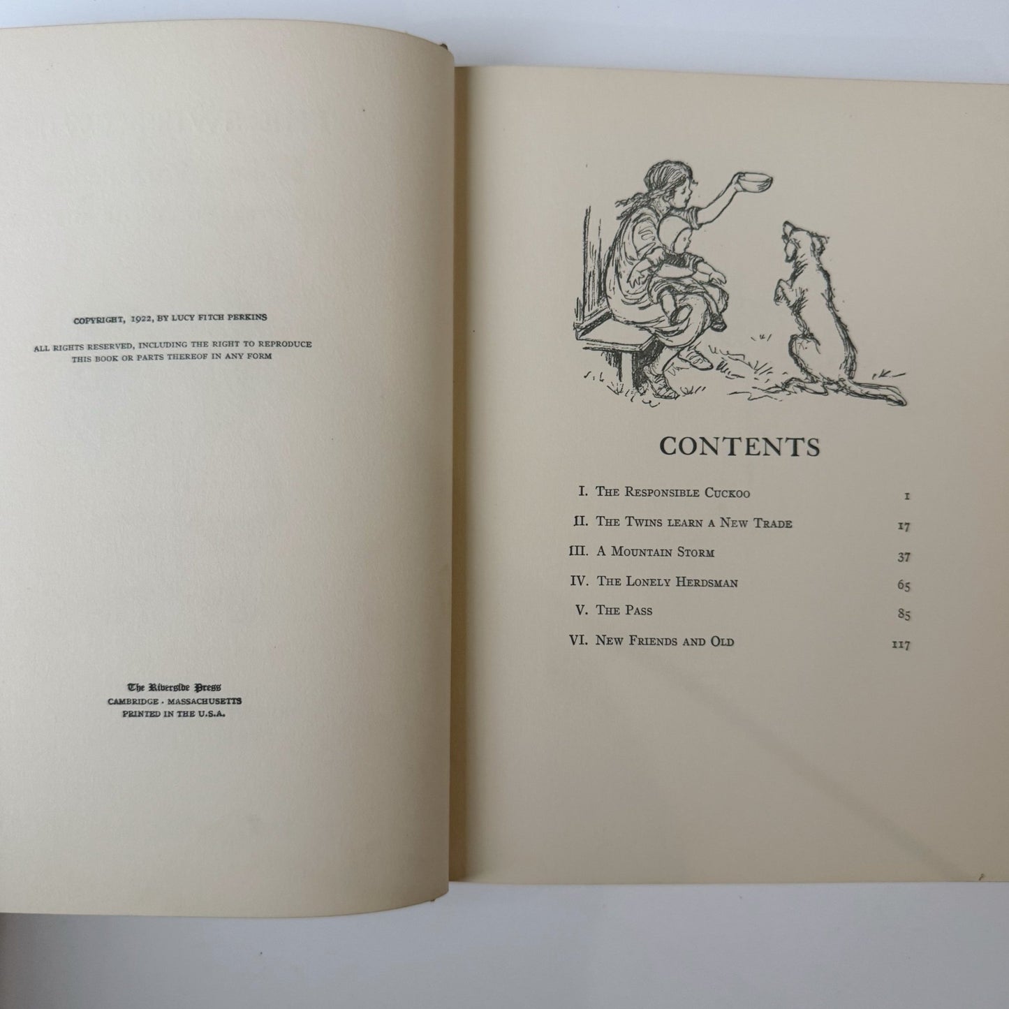 The Swiss Twins, Lucy Fitch Perkins, 1922 Hardcover - Pretty Old Books