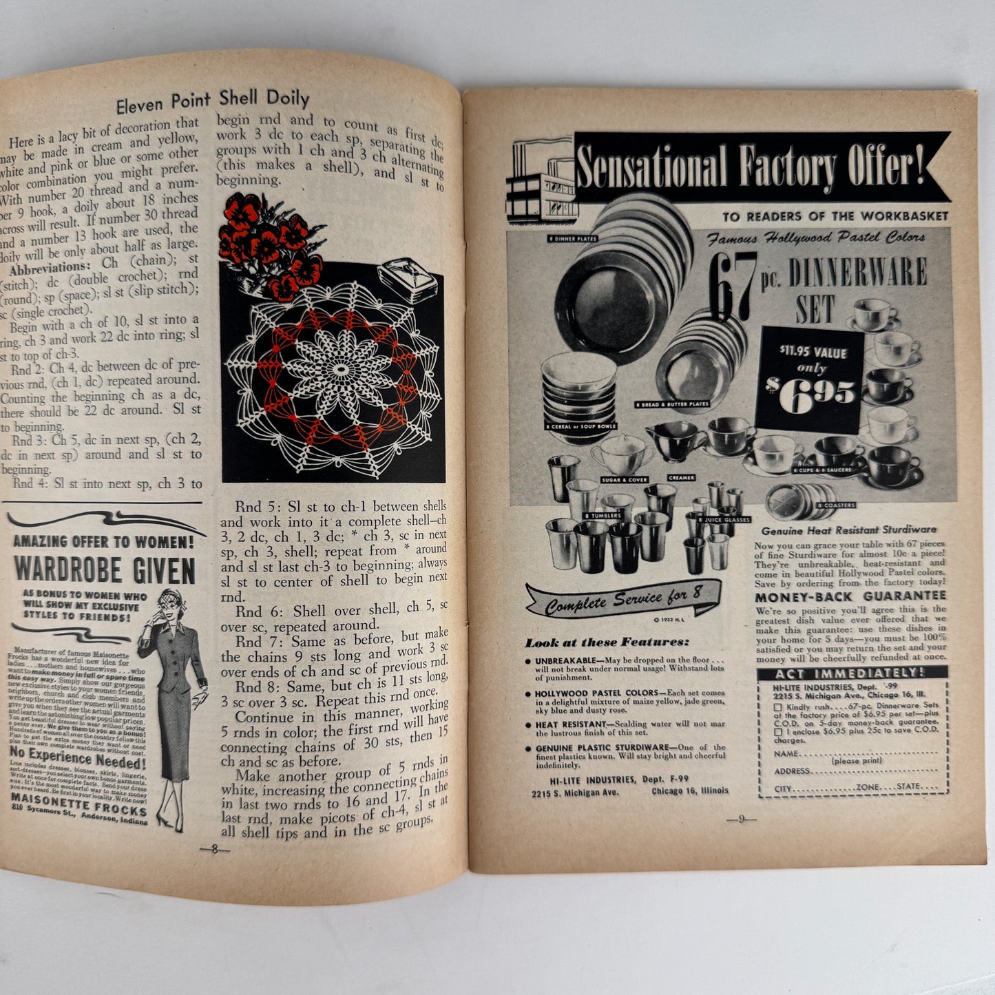 The Workbasket Magazine, Mid - Century 1950s Crafting, Needlepoint, Maker, Knitting, Cooking, Embroidery, Ephemera, Homemaking - Pretty Old Books