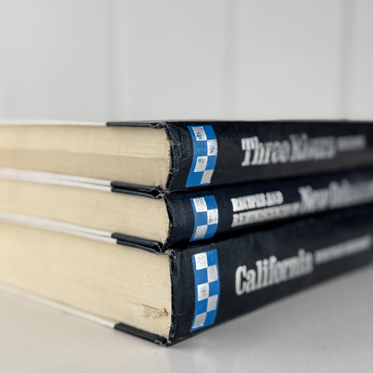 Three Navy Blue Regional Cookbooks: California, New Orleans, Three Rivers, 1970s, Doubleday - Pretty Old Books