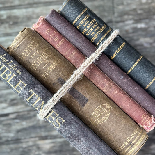 Vintage and Antique Christian Faith - Themed Book Bundle for Shelf Styling - Pretty Old Books