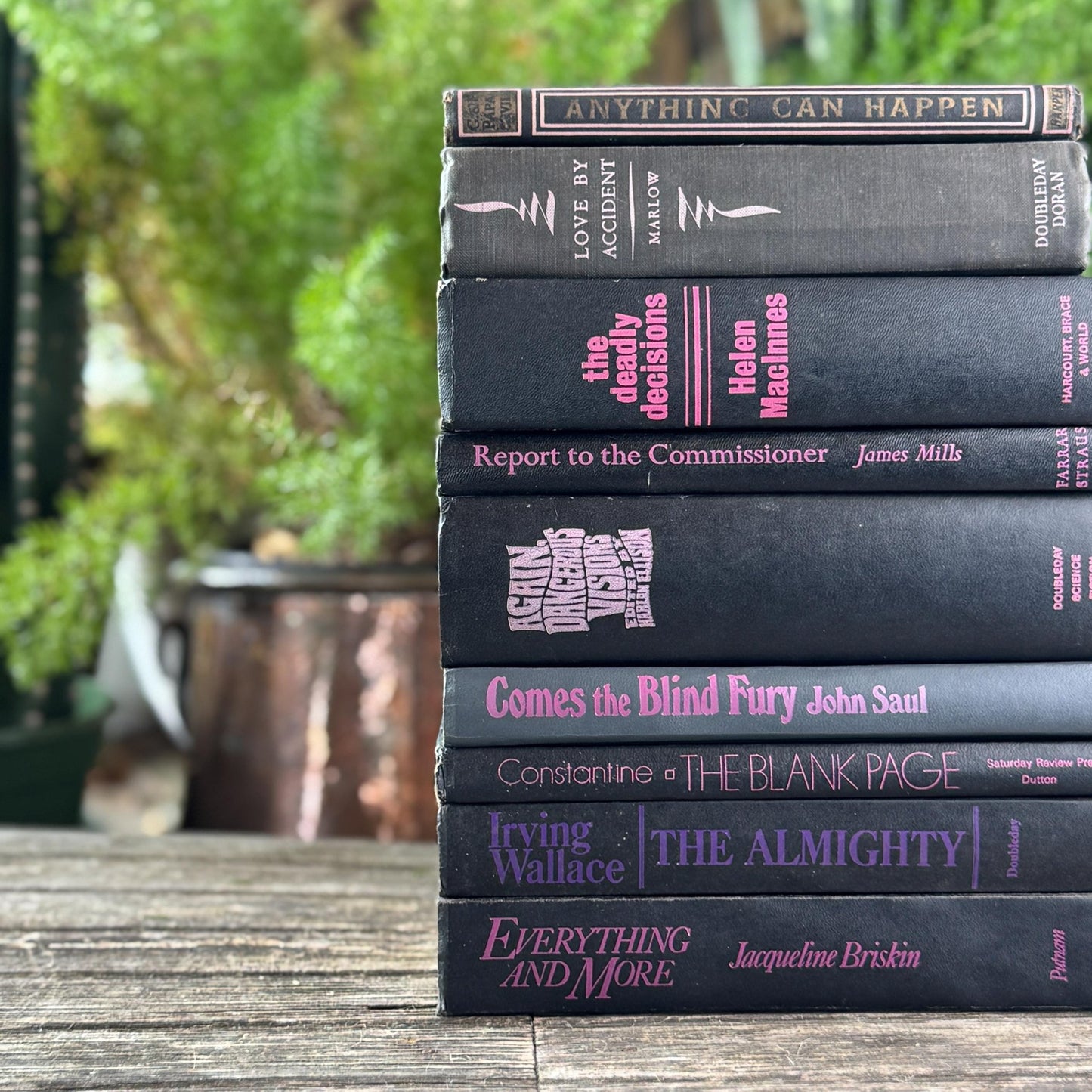Vintage Black and Purple Book Bundle for Shelf Styling - Pretty Old Books