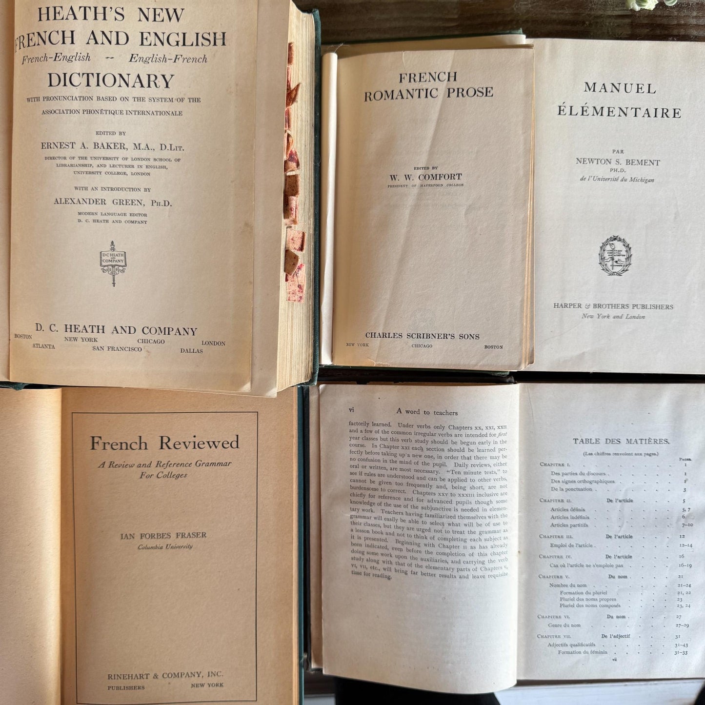 Vintage Blue and Green French Language Shabby Book Bundle - Pretty Old Books